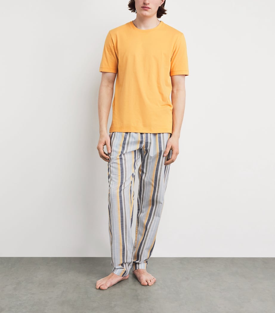 Hanro Mens Cotton Night & Day Pyjama Bottoms Sunset Stripe Image 2