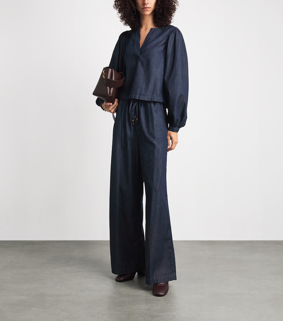 FRAME Womens Offshore High-Rise Wide-Leg Jeans Rinse Image 2