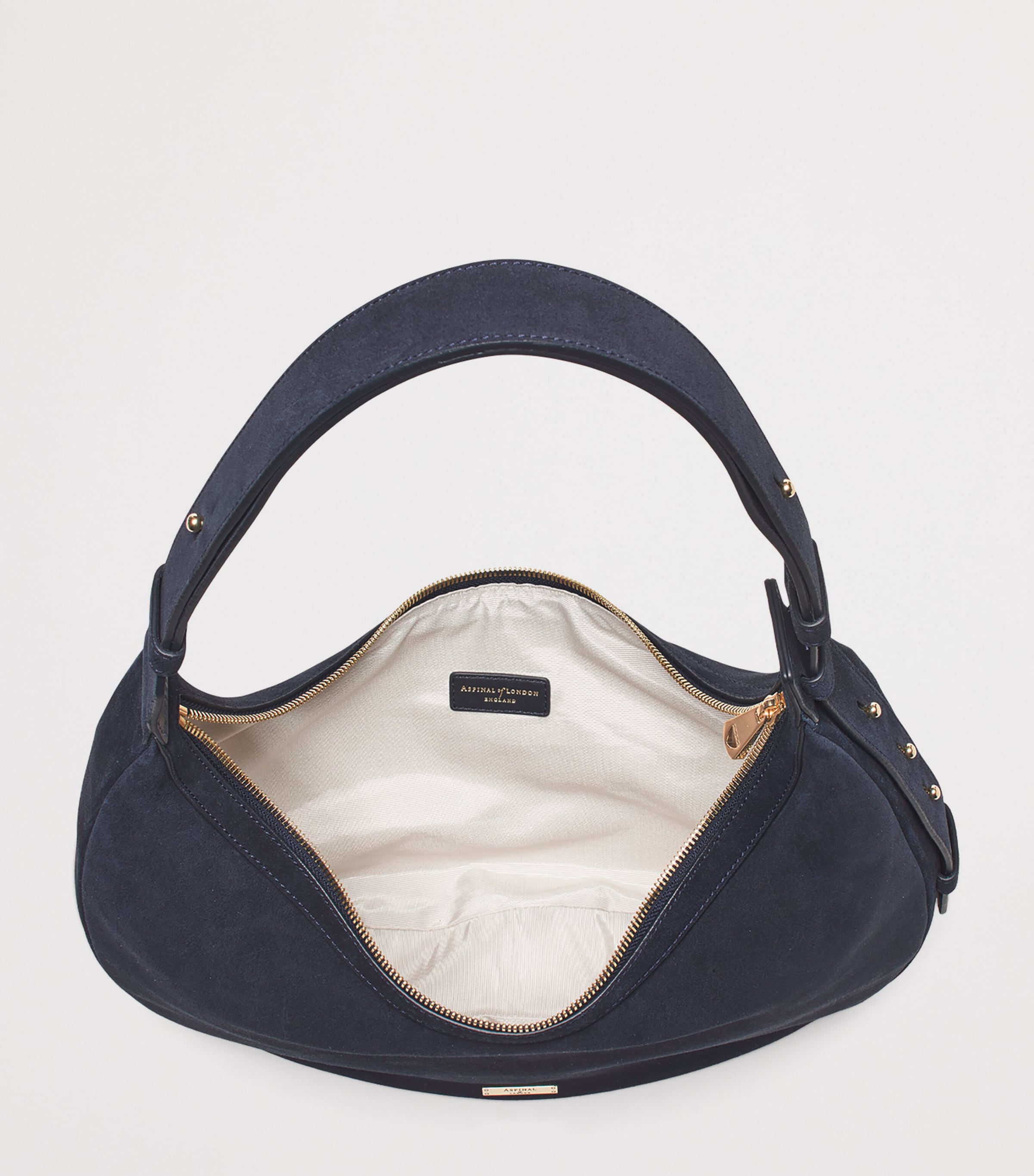 Suede Hudson Crescent Cross-Body Bag NAVY Image 4