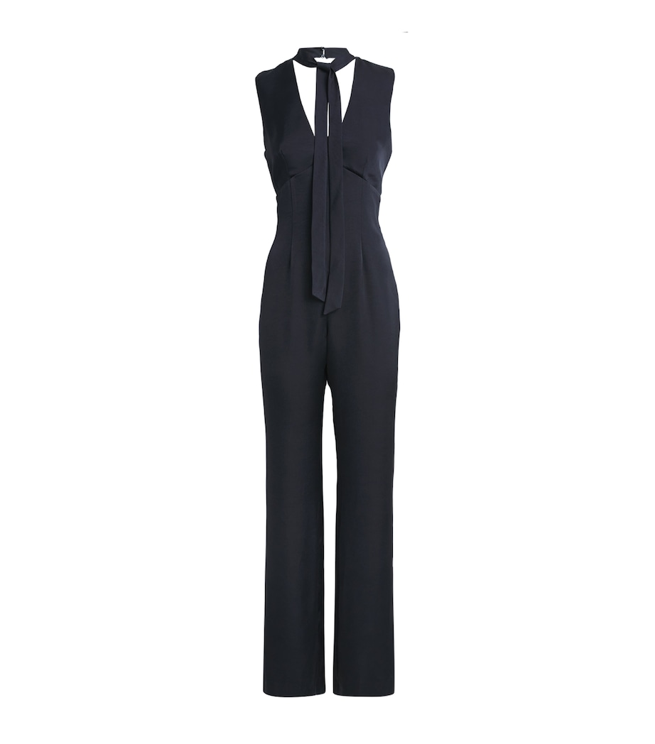 Claudie Pierlot Womens Satin Scarf-Neck Jumpsuit Navy Image 1