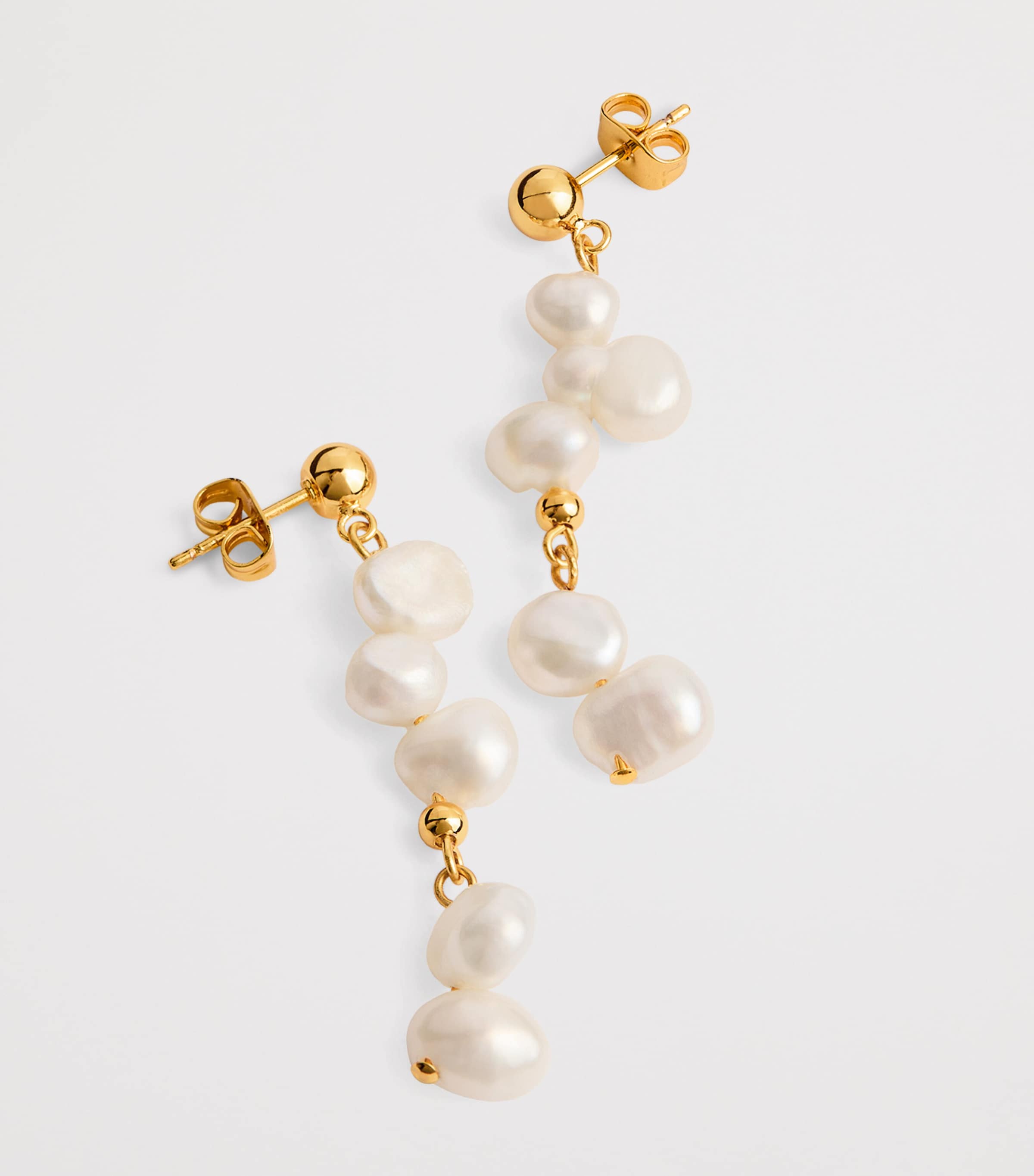 Gold-Plated Pearly Drop Earrings PEARL Image 6