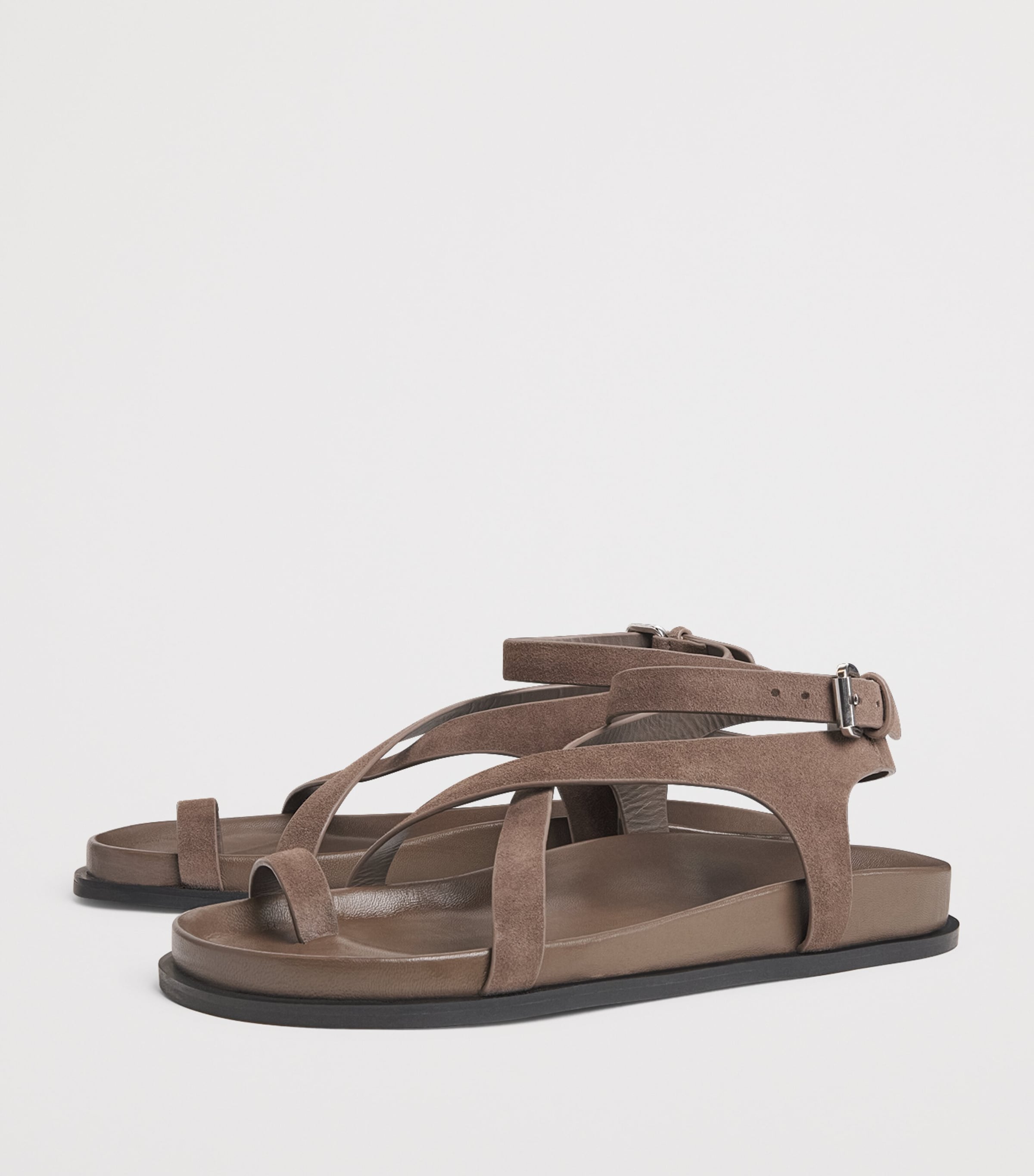 A.EMERY Leather Jalen Slim Sandals Tawny Suede Image 3