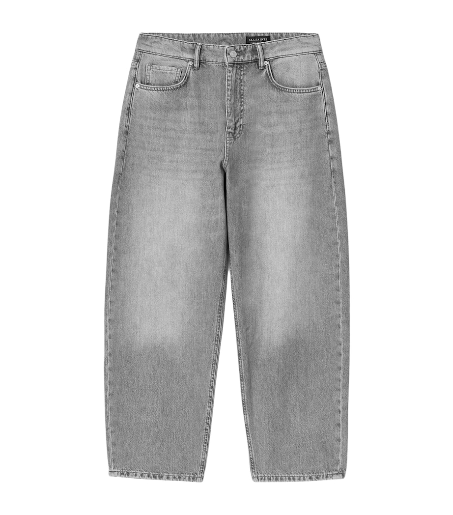 AllSaints Mens Curve Barrel-Leg Jeans Washed Grey Image 1