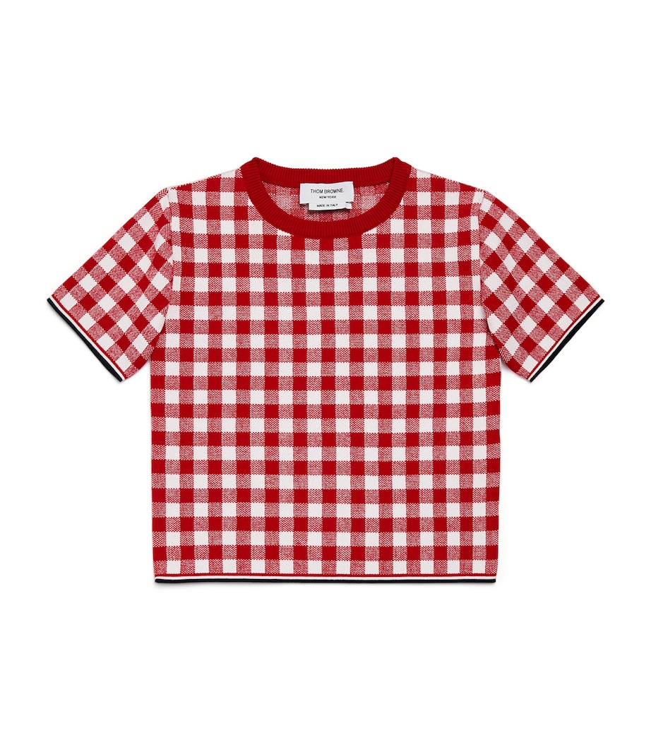 Gingham Short-Sleeve Sweater (2-12 Years) RED Image 1