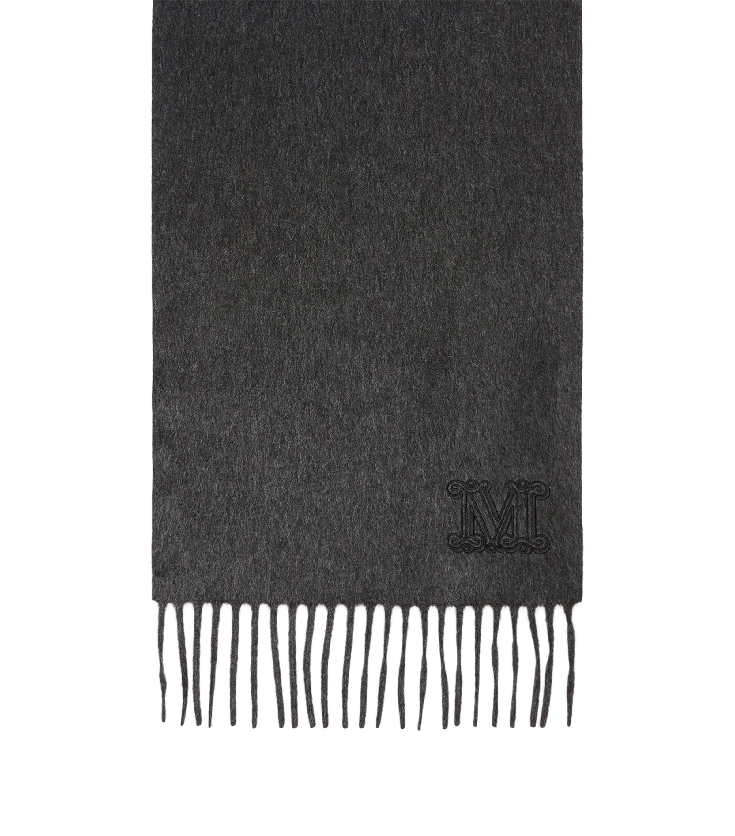Max Mara Cashmere Monogram Scarf Dark Grey Image 1