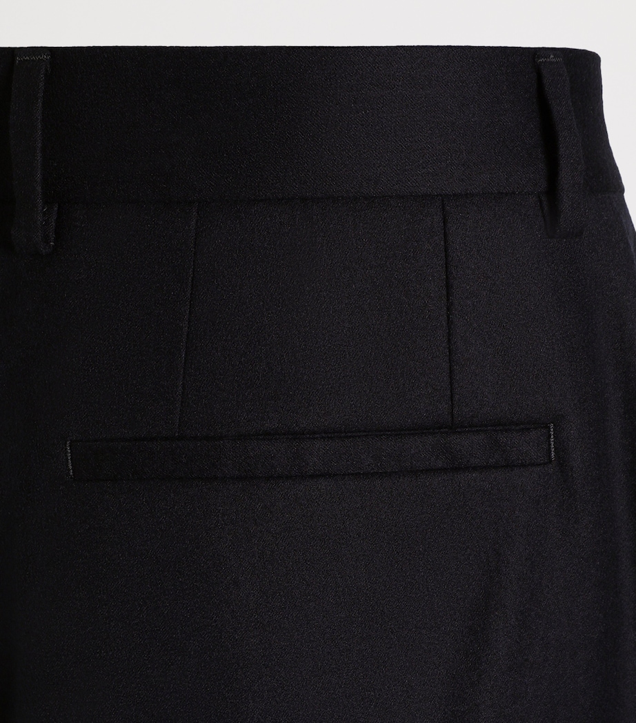 Dolce&Gabbana Mens Stretch-Virgin Wool Pleated Trousers Blue Image 4