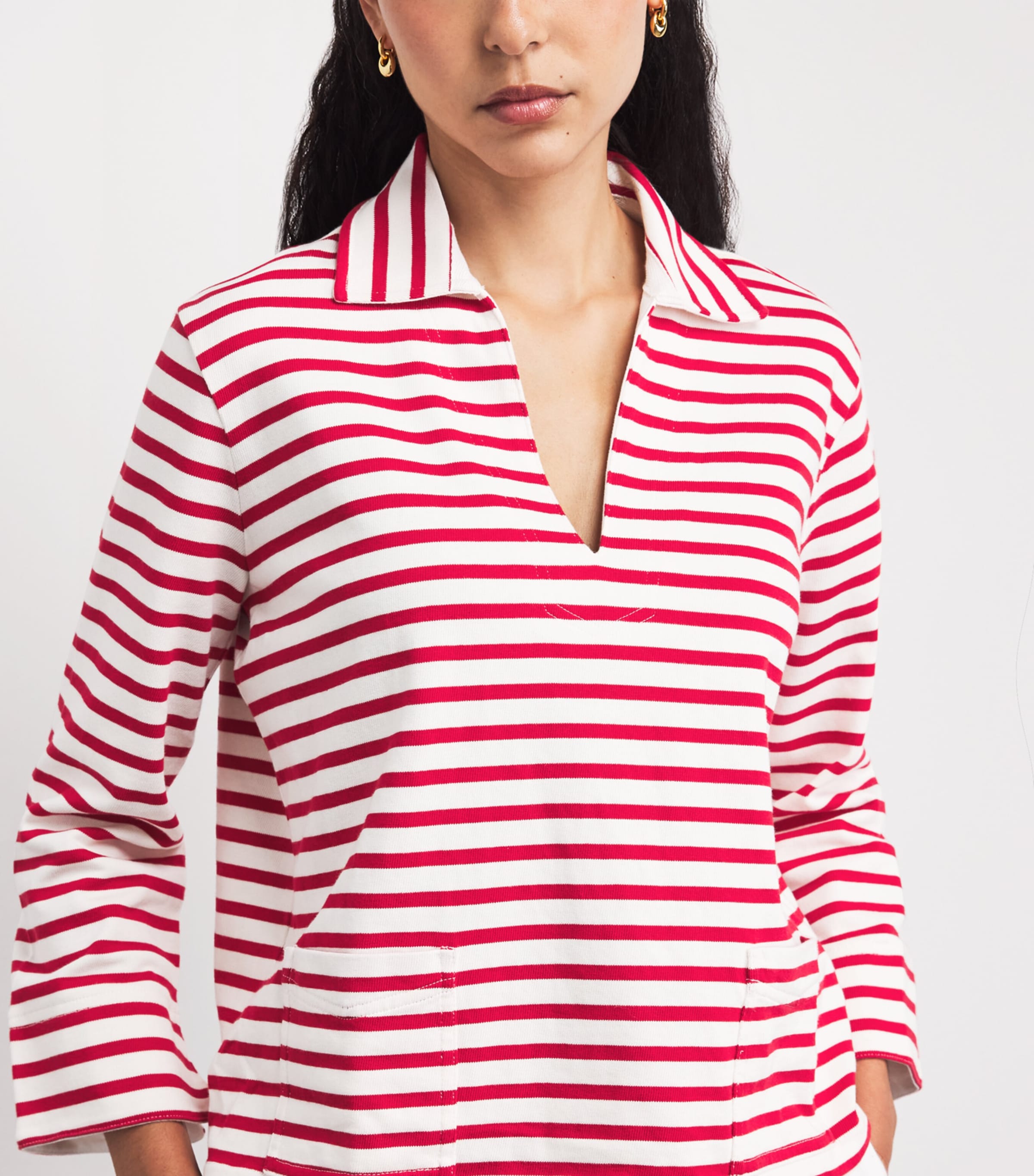 Polo Ralph Lauren Womens Cotton Stripe Rugby Shirt Rd/dckwsh Wht Image 3