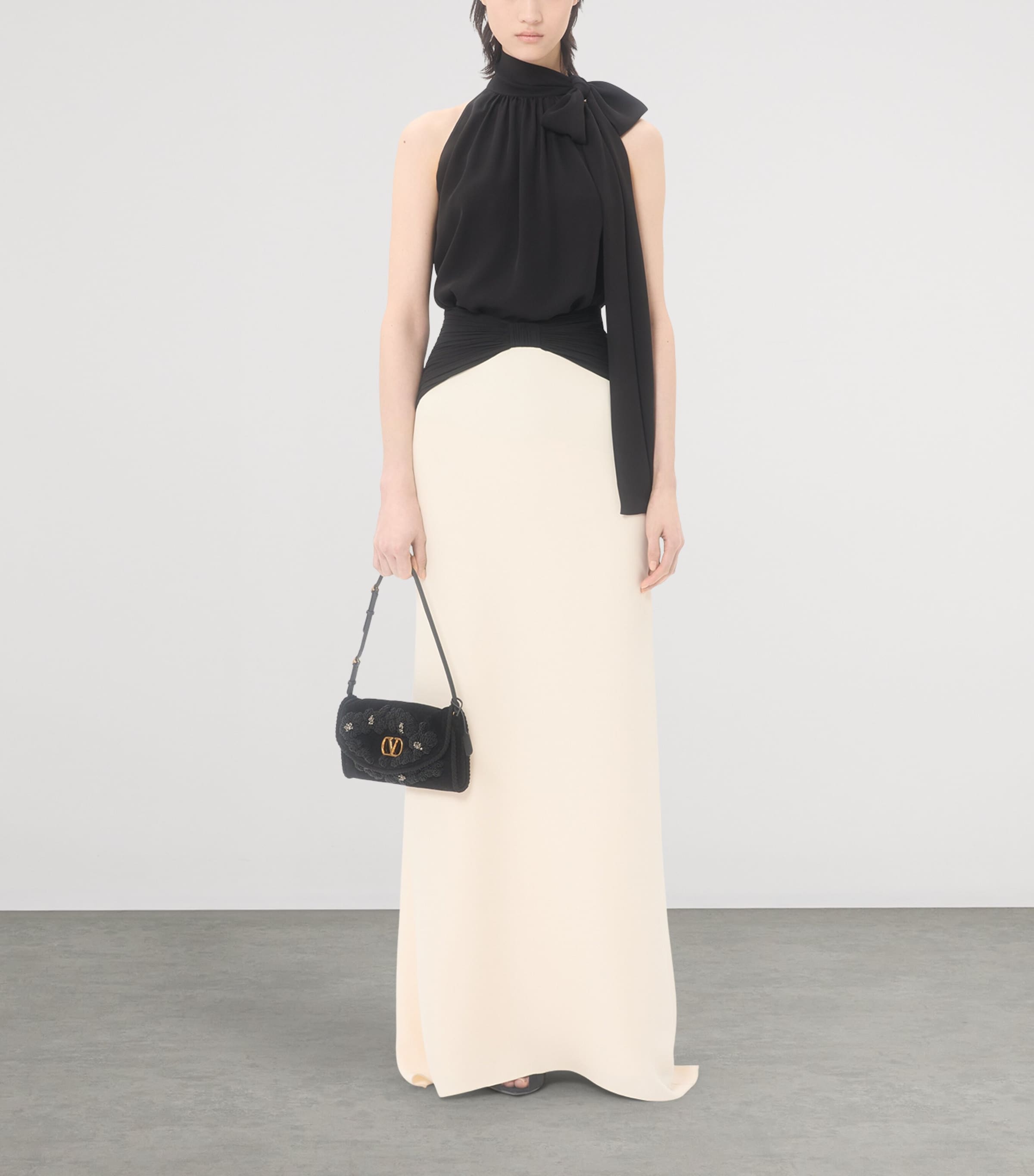 Valentino Womens Silk Gathered-Waist Maxi Skirt Image 5