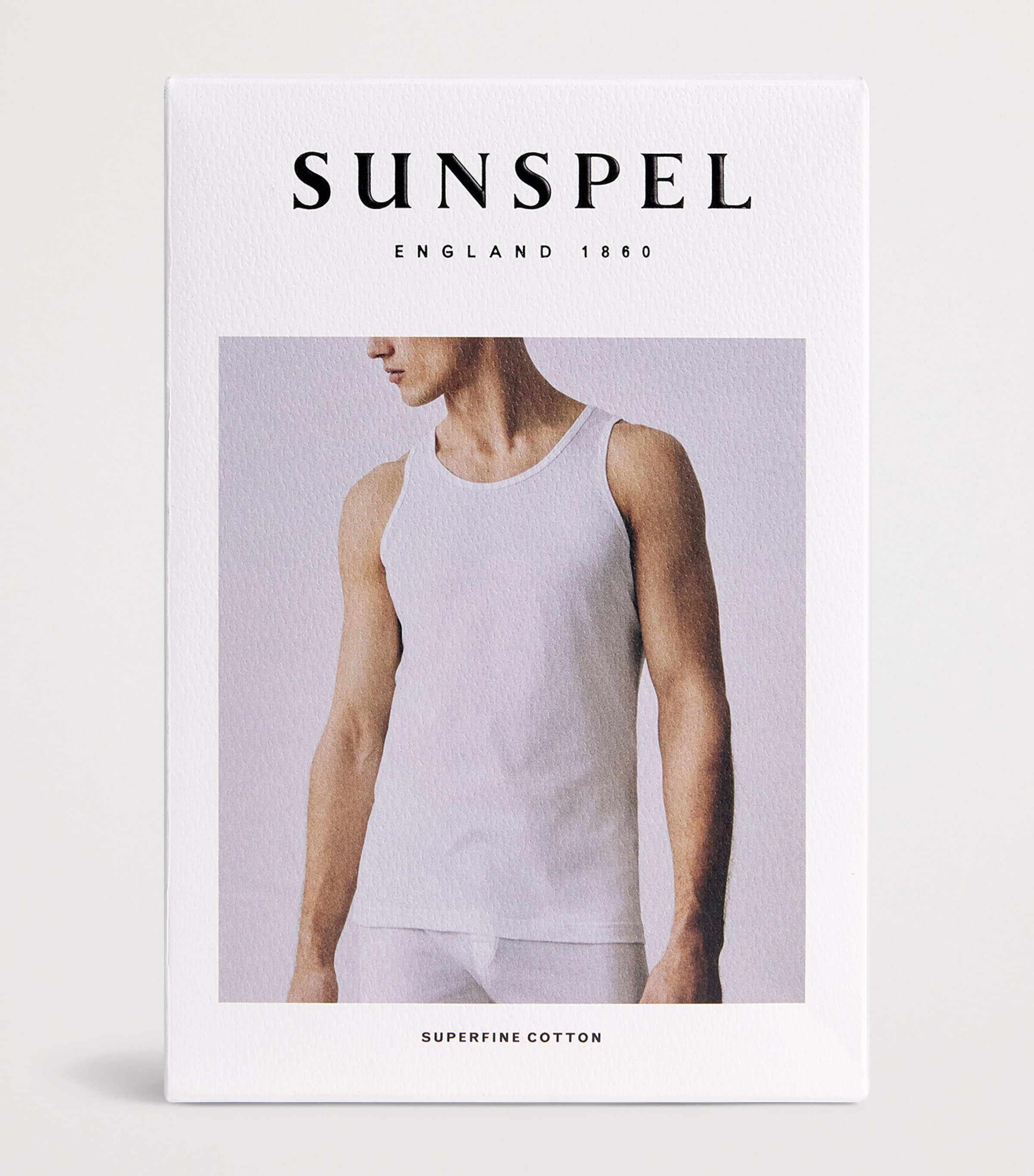 Sunspel Mens Superfine Cotton Vest Bkaa Black Image 2