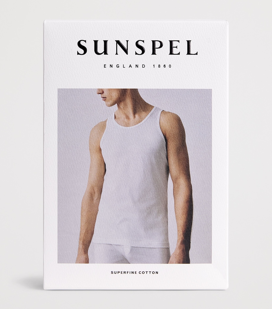 Sunspel Mens Superfine Cotton Vest Bkaa Black Image 2