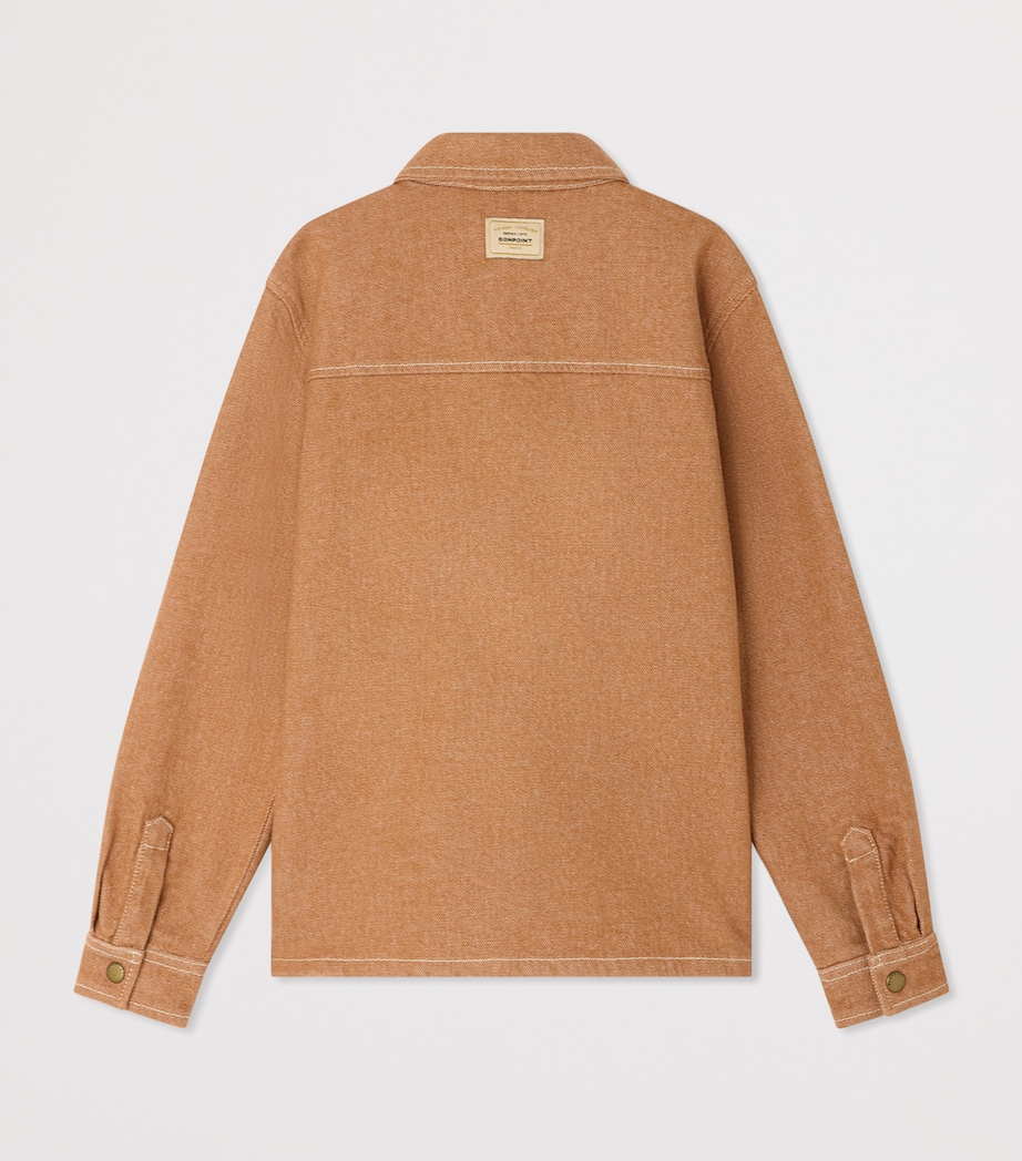 Bonpoint Denim Pocket-Detail Shirt (10-14 Years) Praline Image 2