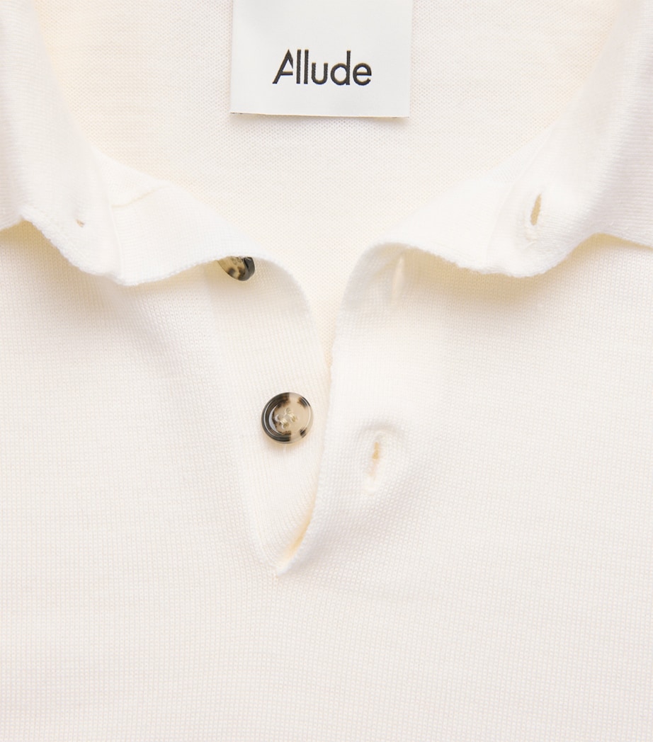 Allude Mens Virgin Wool Open-Collar Polo Sweater Image 6