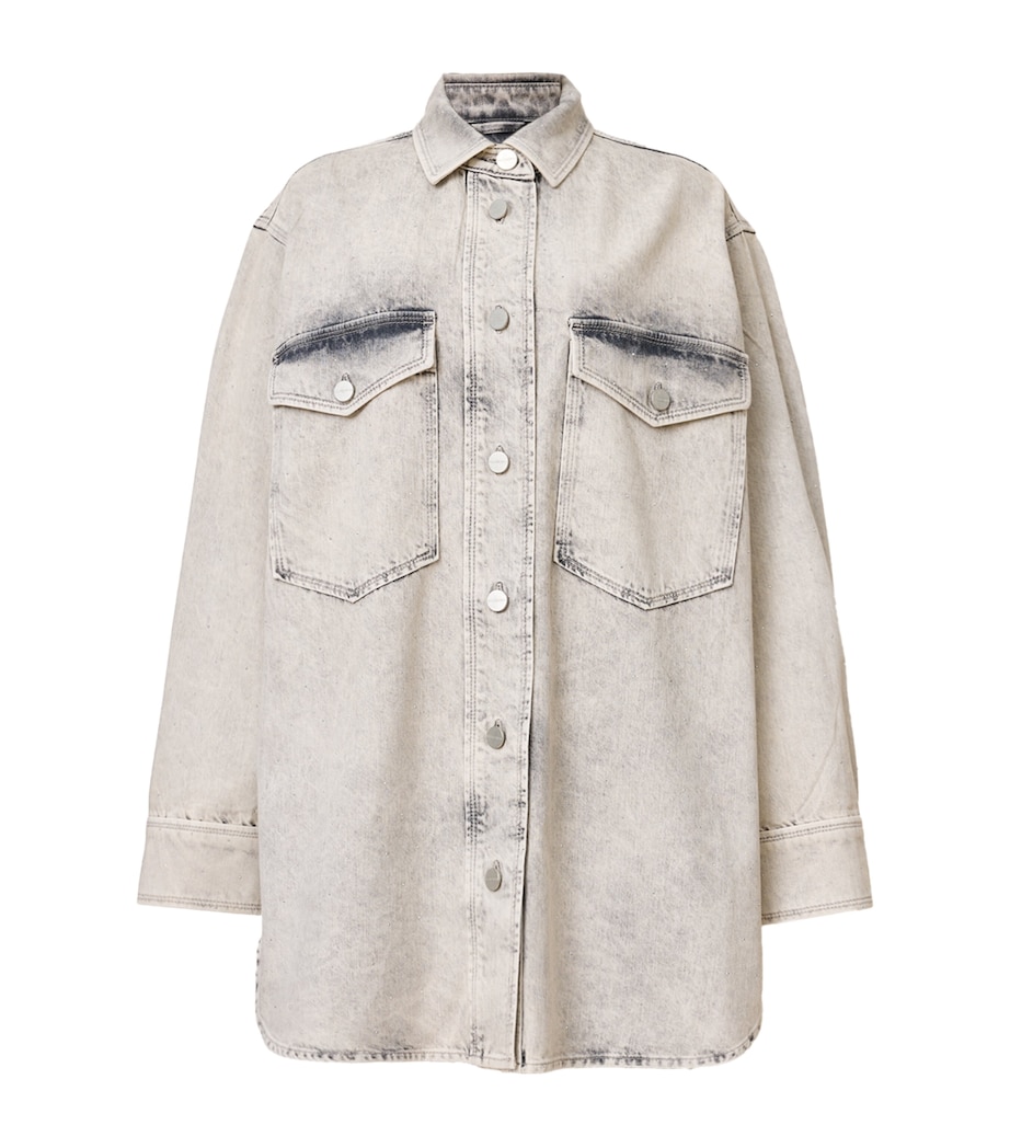 Organic Denim Faye Mini Shirt Dress SNOW GREY Image 1