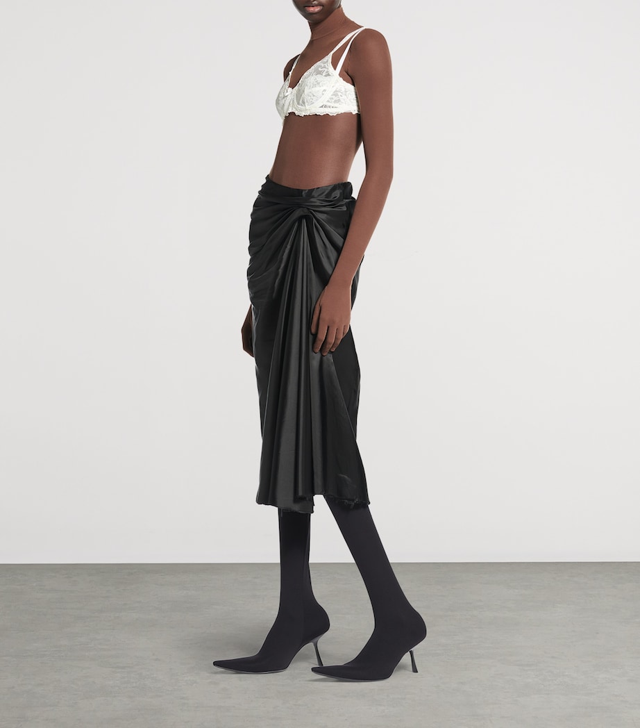 Satin Gathered Midi Skirt 1000 Image 4