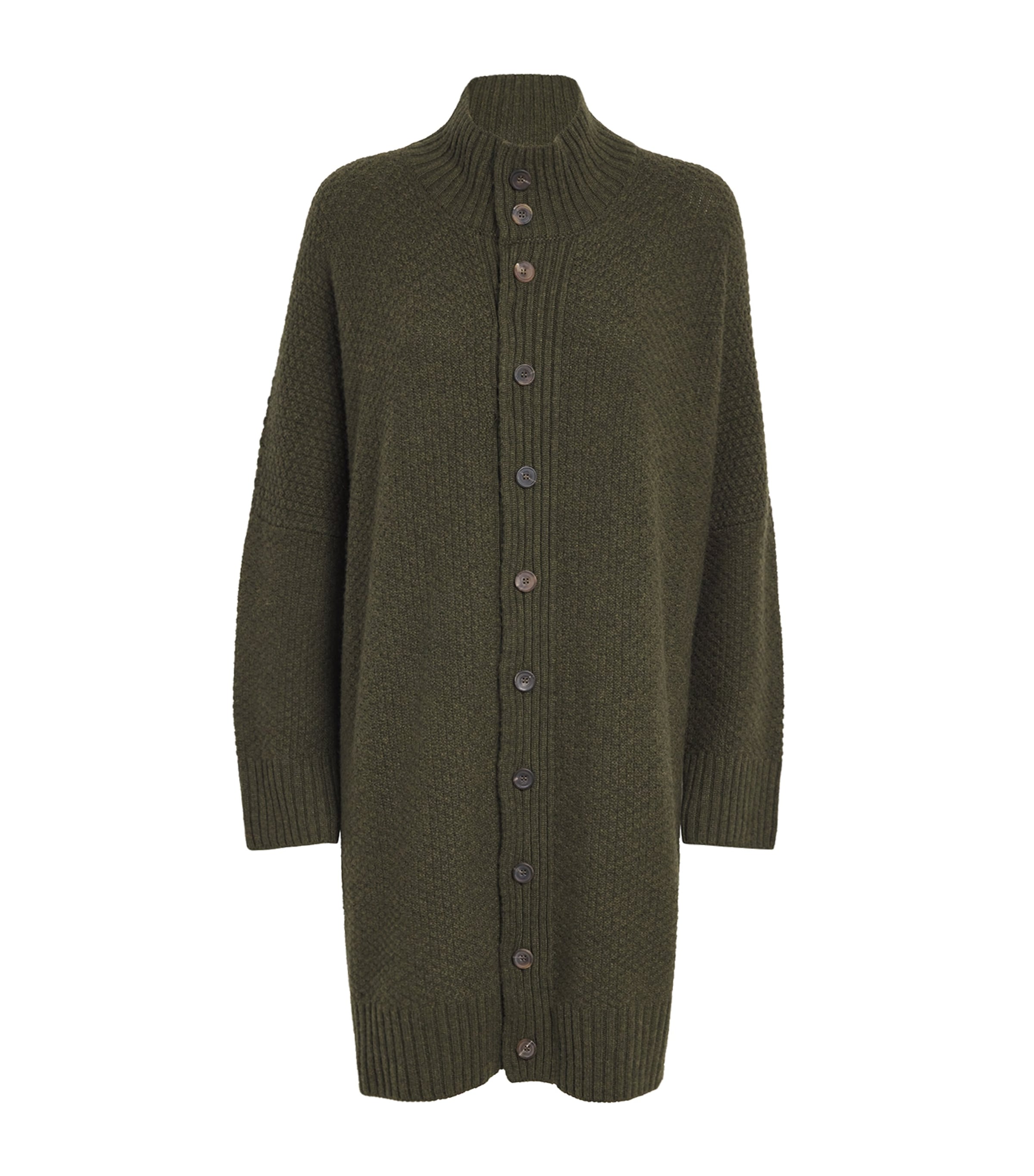 Eskandar Cashmere Wide Longline Cardigan In Green
