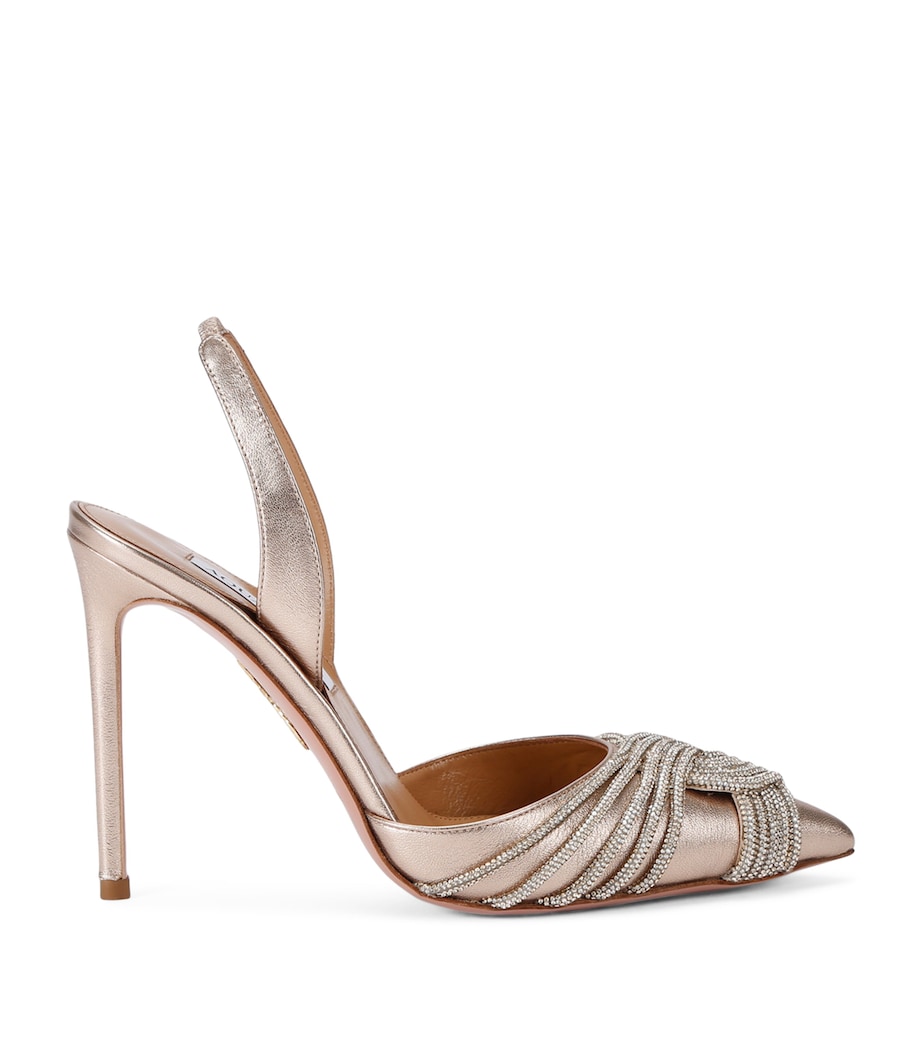 Aquazzura Metallic Leather Gatsby Slingback Pumps 105 Gold Image 1