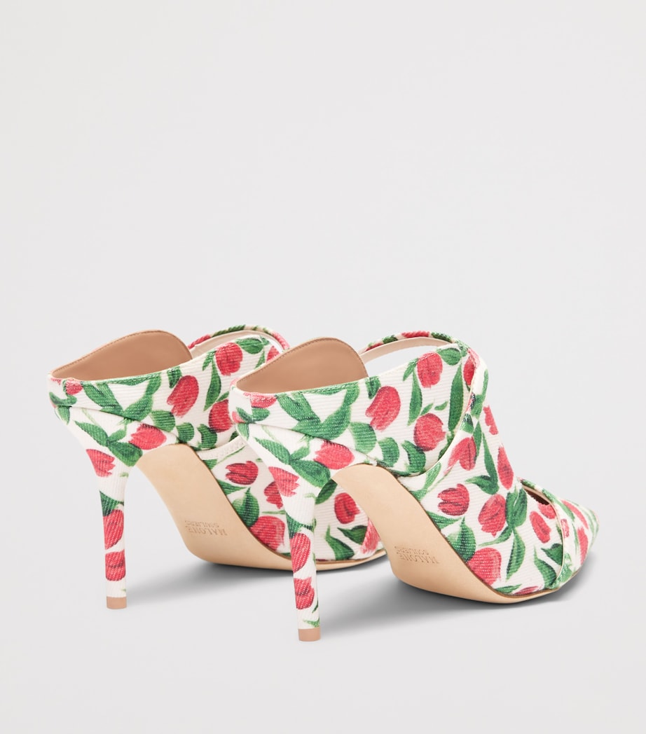 Malone Souliers Canvas Tulip Print Maureen Heeled Mules 85 Red Image 4