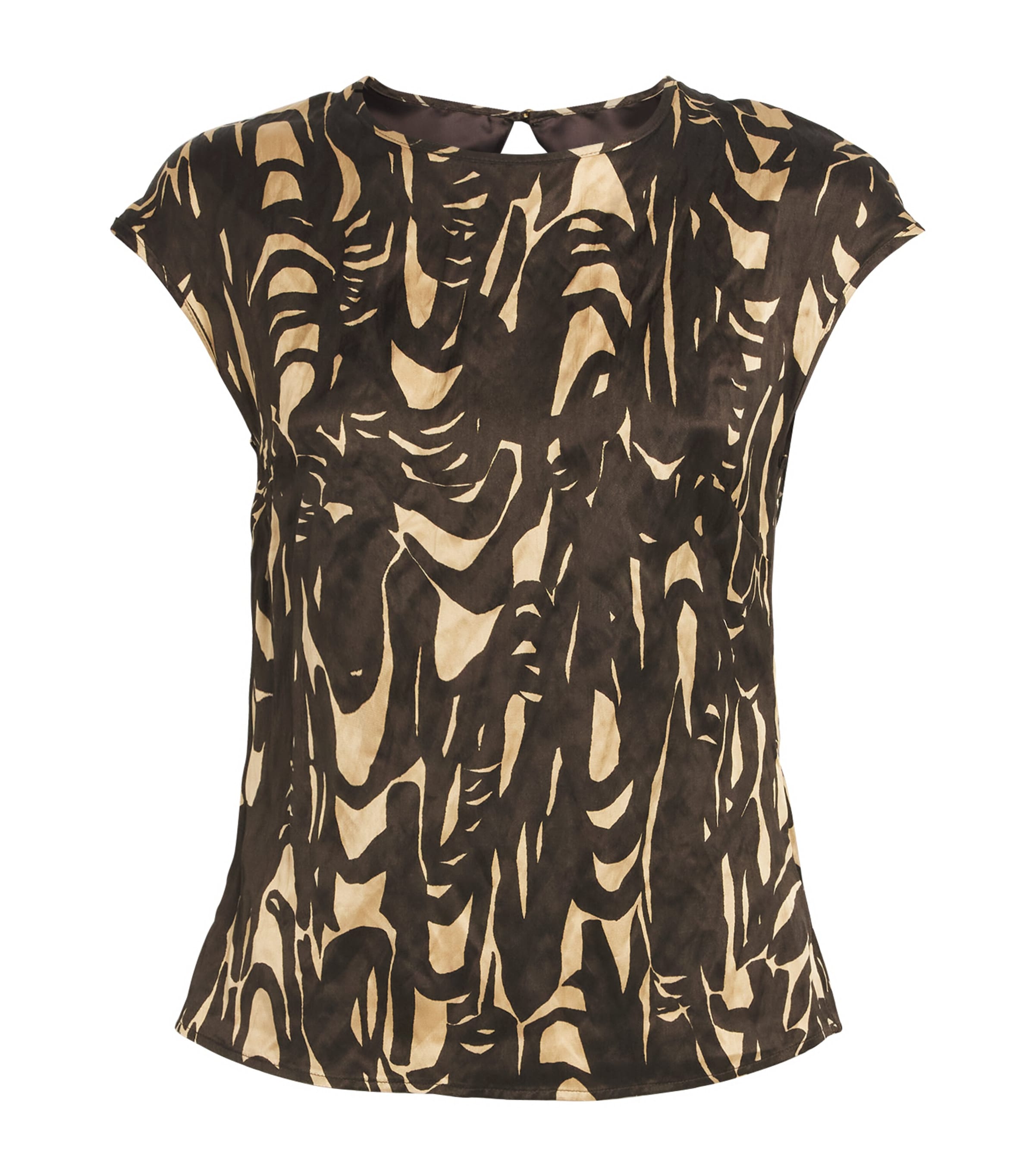 Printed Crinkle Zeyna Top COCOA/POWDER Image 1