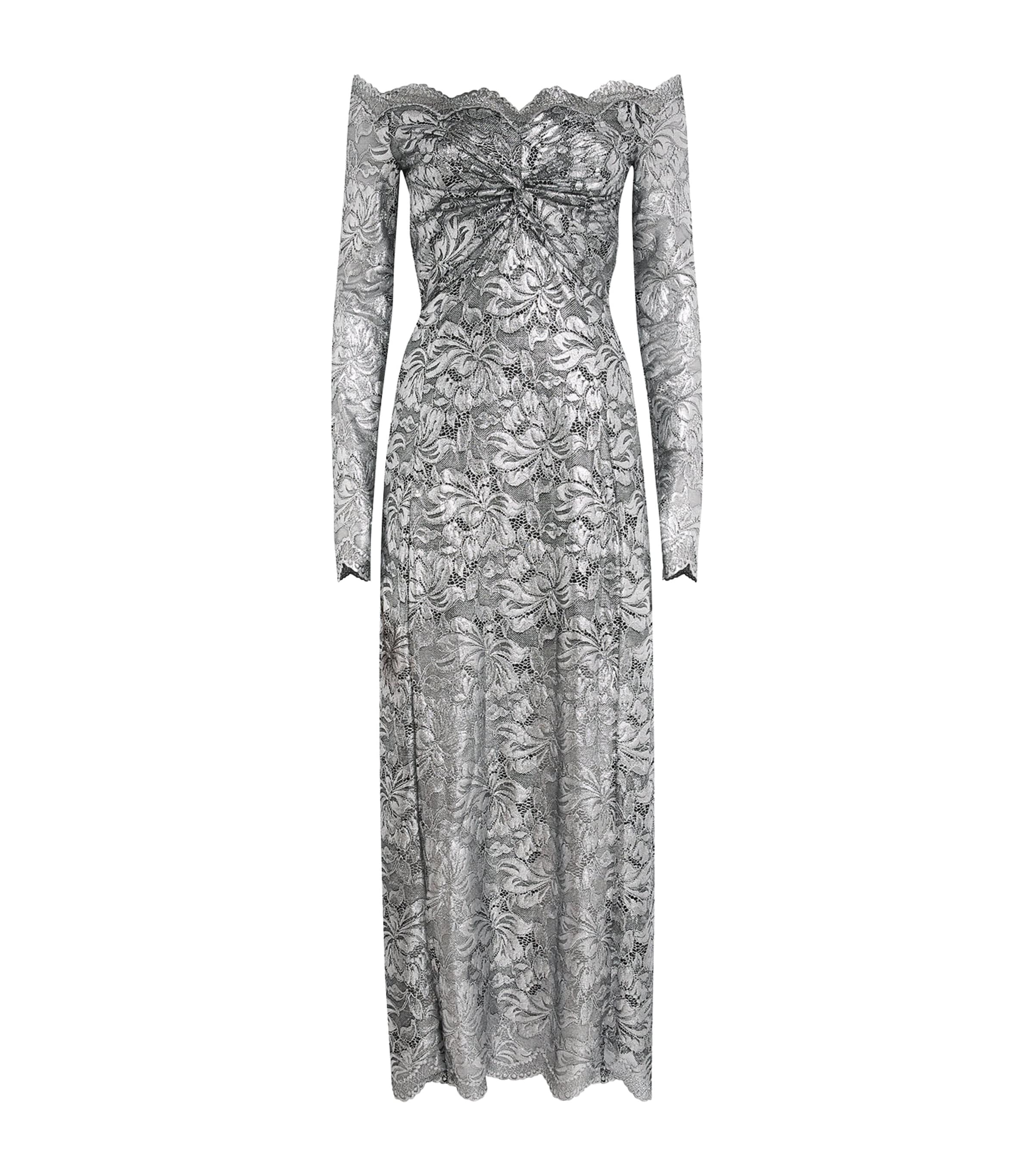 Rabanne Long Lace Dress In Gray
