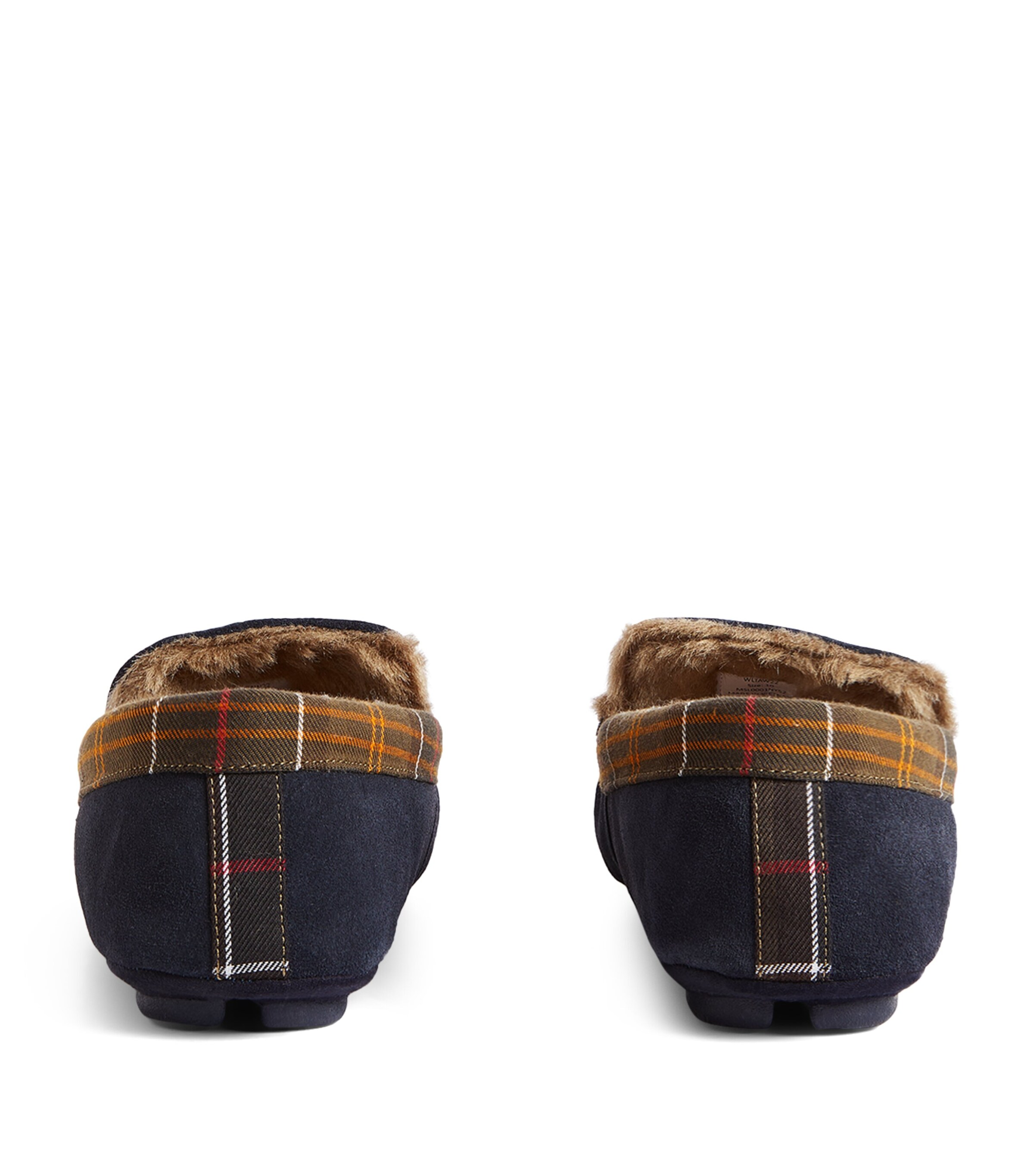 Suede Tartan-Trim Monty Slippers NAVY SUEDE Image 3