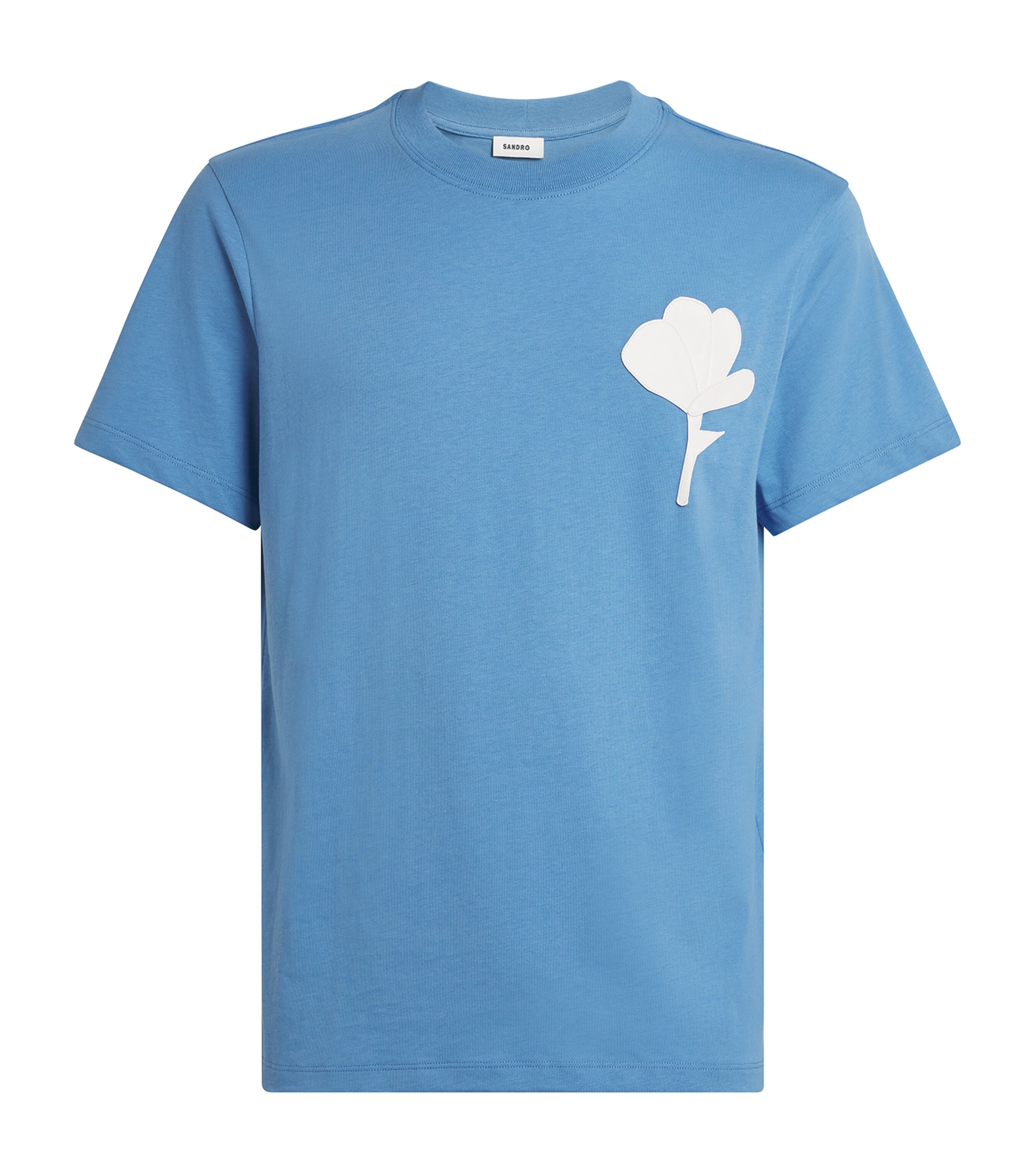 Sandro Cotton Flower Patch T-shirt In Blue