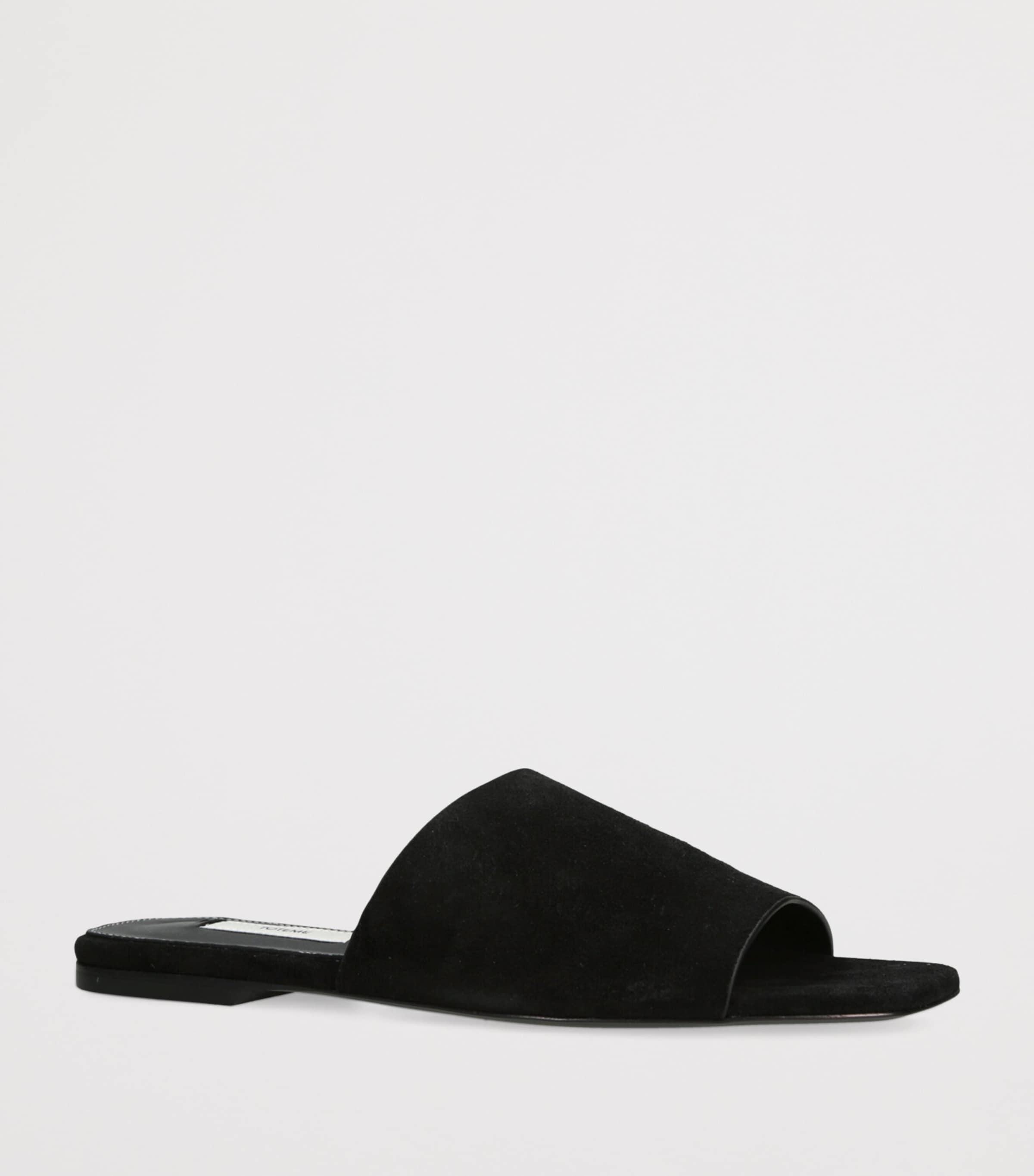 Leather Bandeau Slides BLACK Image 3