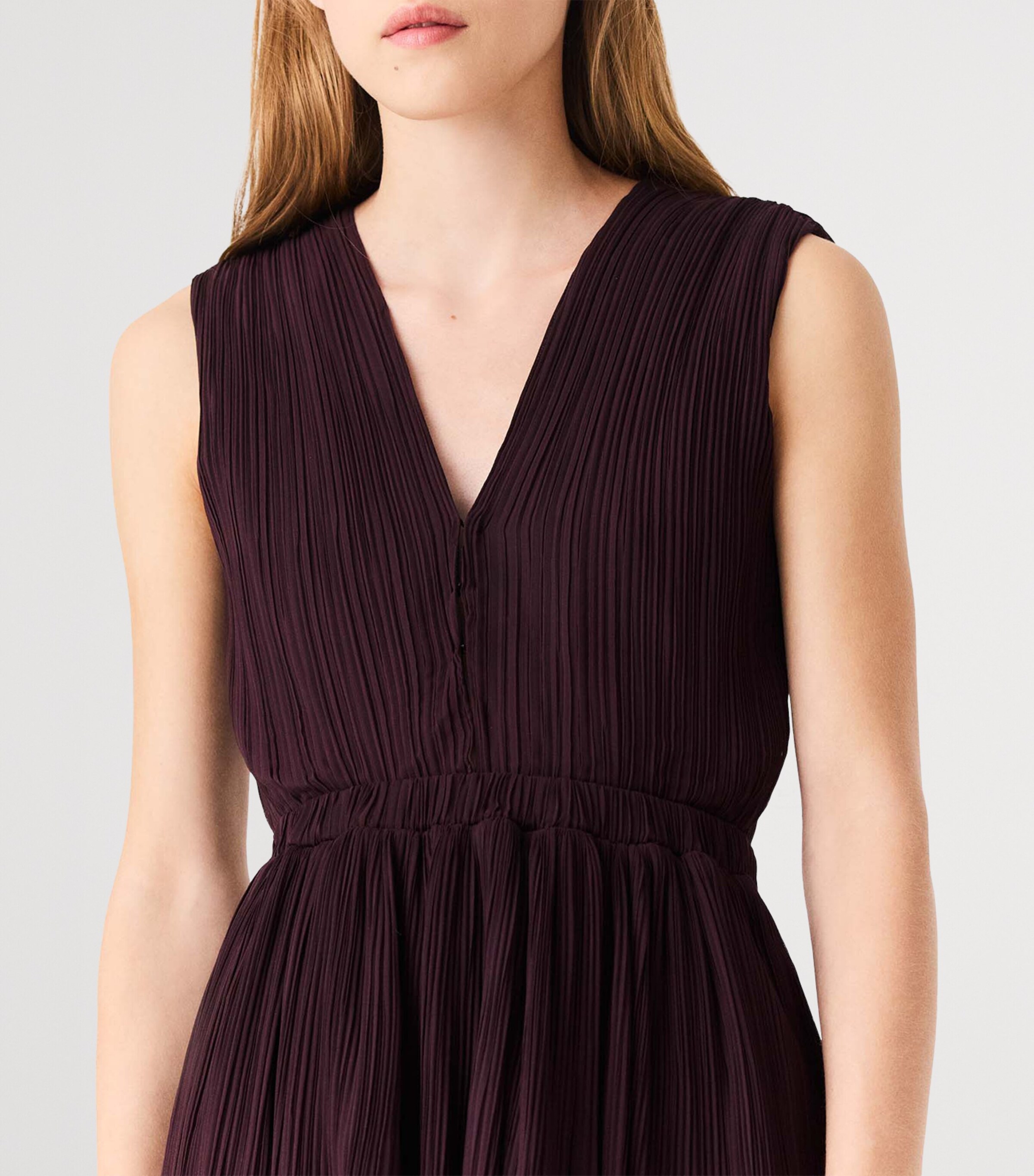 Maje Womens Plissé Cut-Out Mini Dress Eggplant Image 7