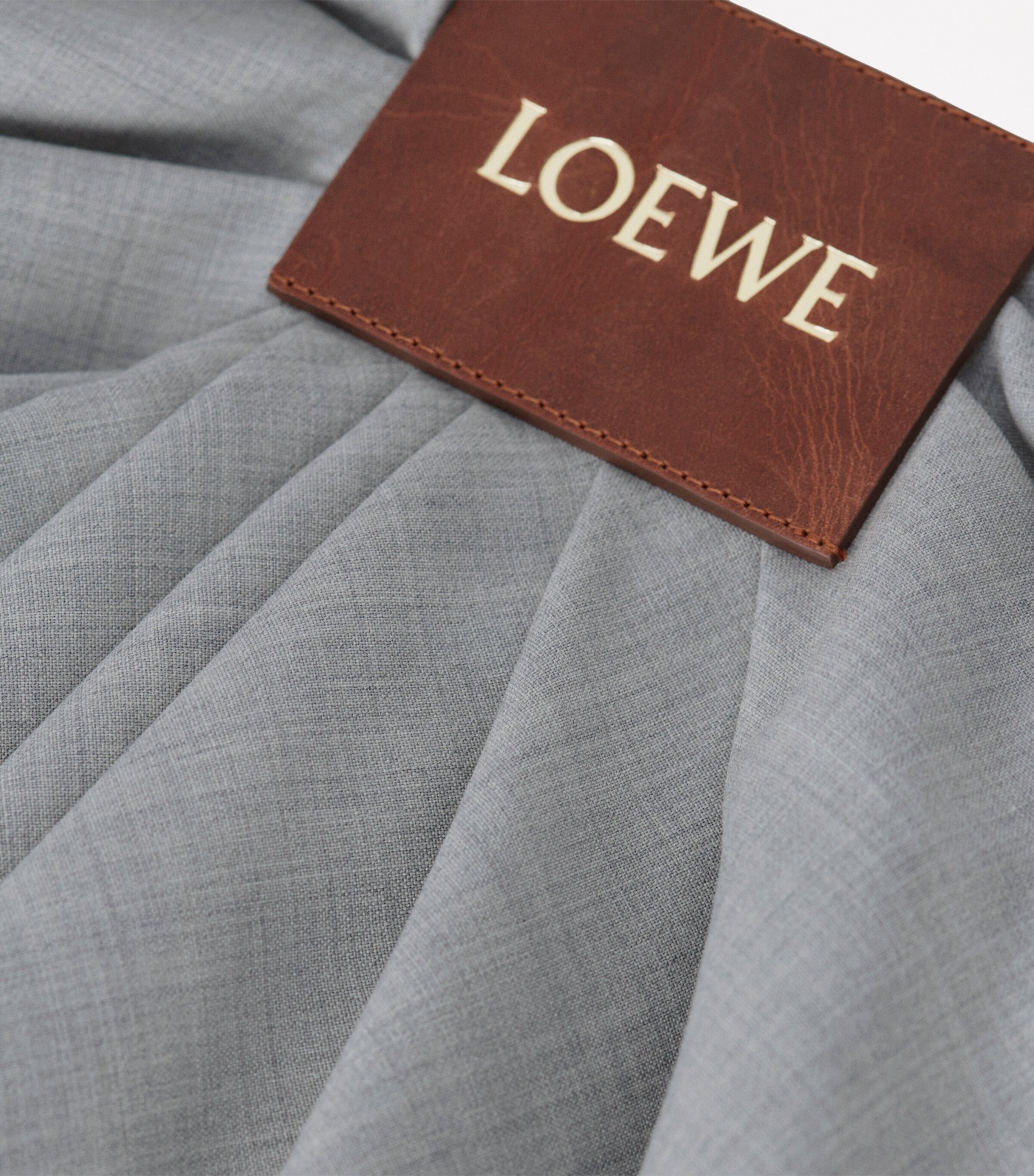 LOEWE Womens Wool Draped Trousers Light Grey Image 4