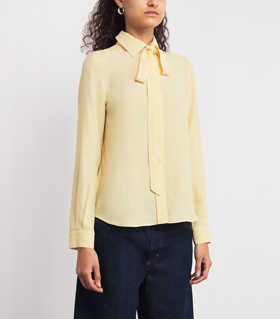 Crepe de Chine Scarf-Neck Shirt YELLOW Image 3
