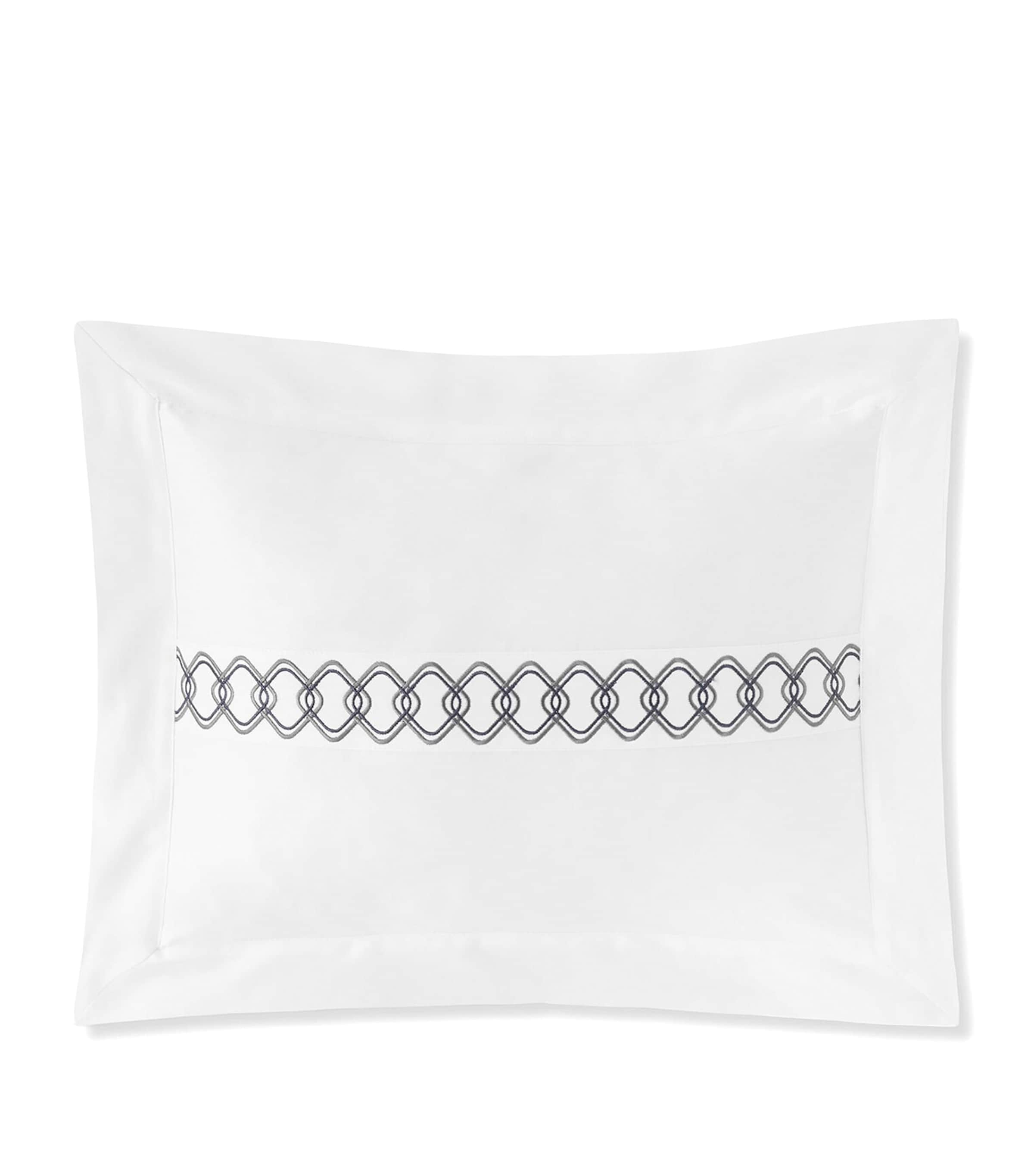 Amalia Cotton Ornato King Oxford Pillowcase Pair (50cm x 75cm) White/midnight Image 1