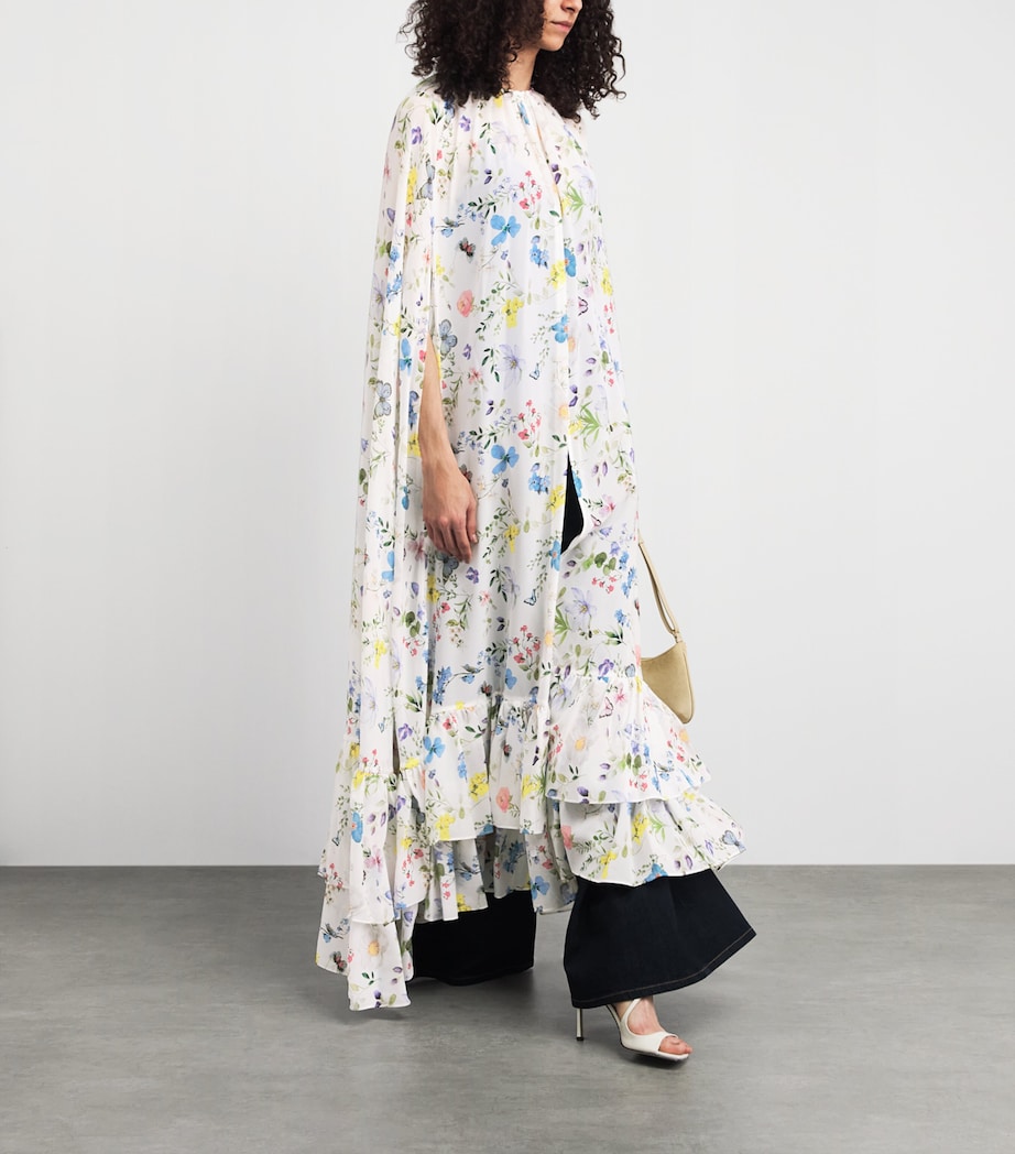 Alice+Olivia Womens Georgette Roya Maxi Cape Twstng Vines Off Wht Image 2