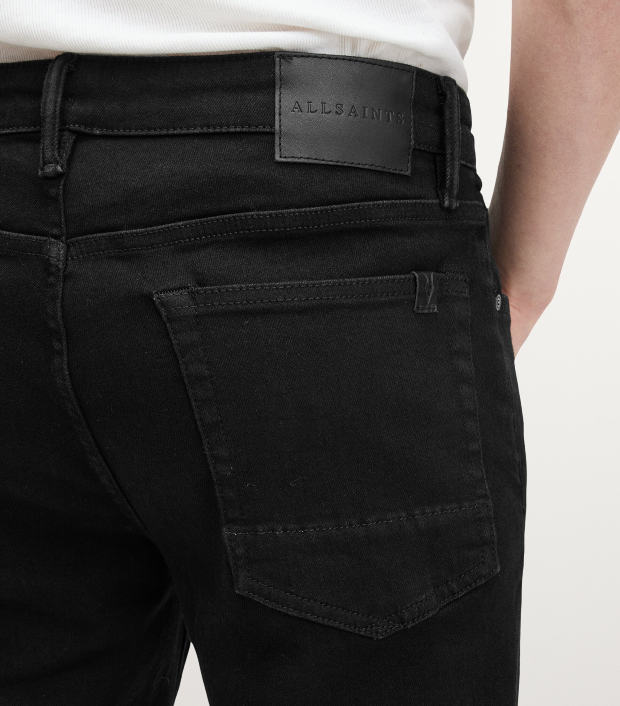 AllSaints Mens Sid Slim Jeans Jet Black Image 7