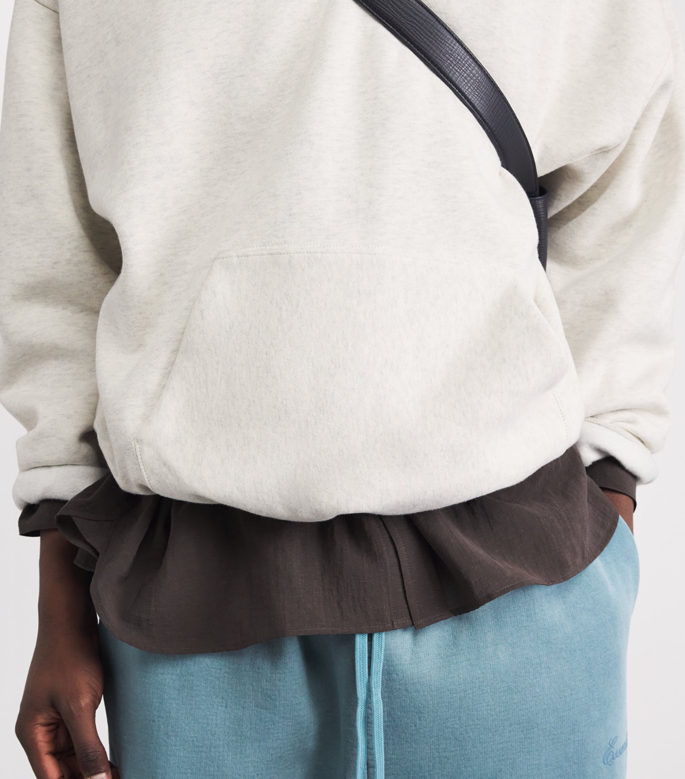 FEAR OF GOD ESSENTIALS Mens Cotton-Blend Logo Polo Sweatshirt Oatml Hthr/lght Hthr Image 3