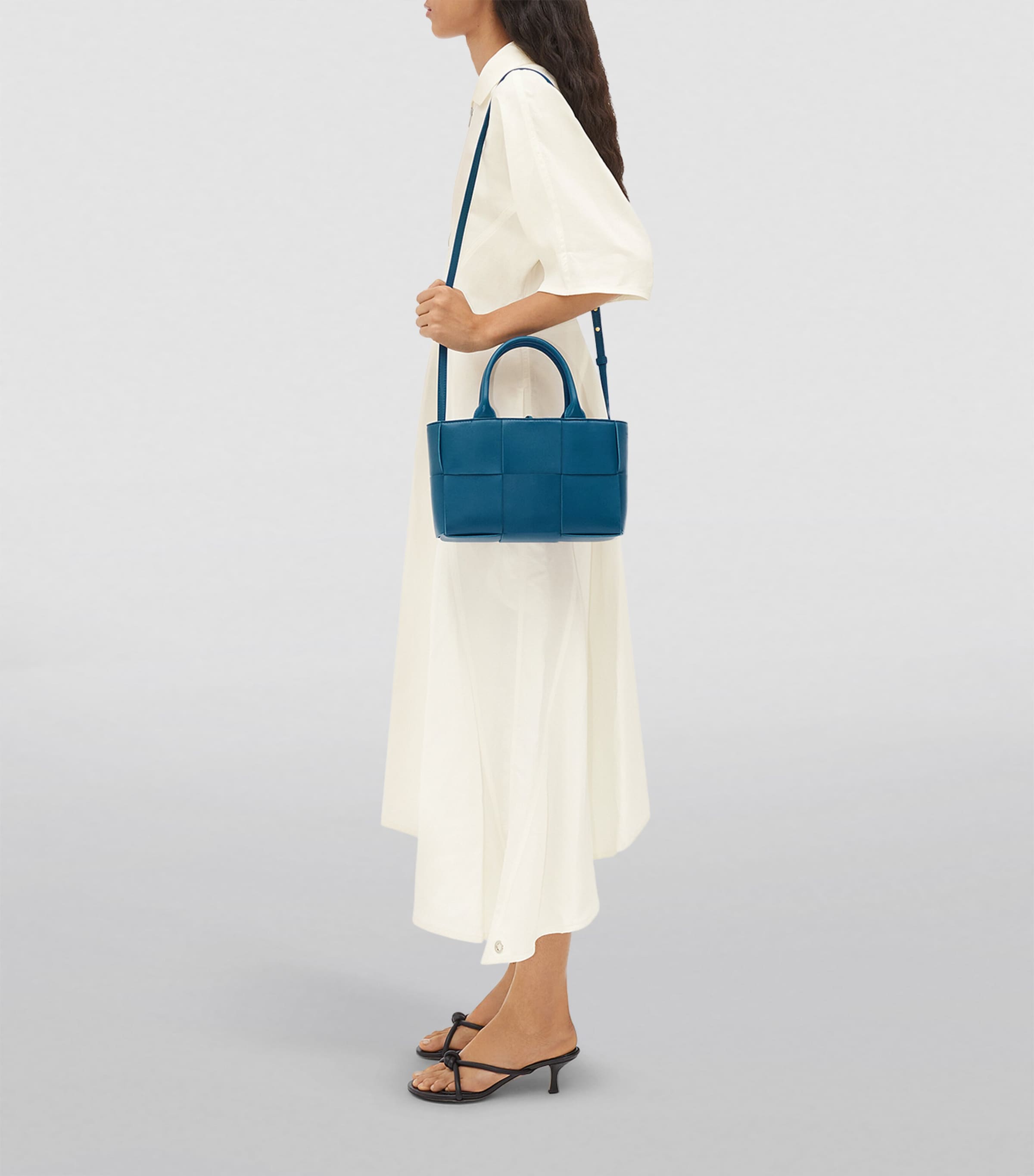 Bottega Veneta Blue Mini Leather Arco Tote Bag | Harrods UK