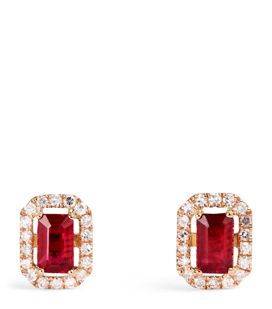 Rose Gold, Diamond and Ruby Stud Earrings ROSE GOLD Image 1