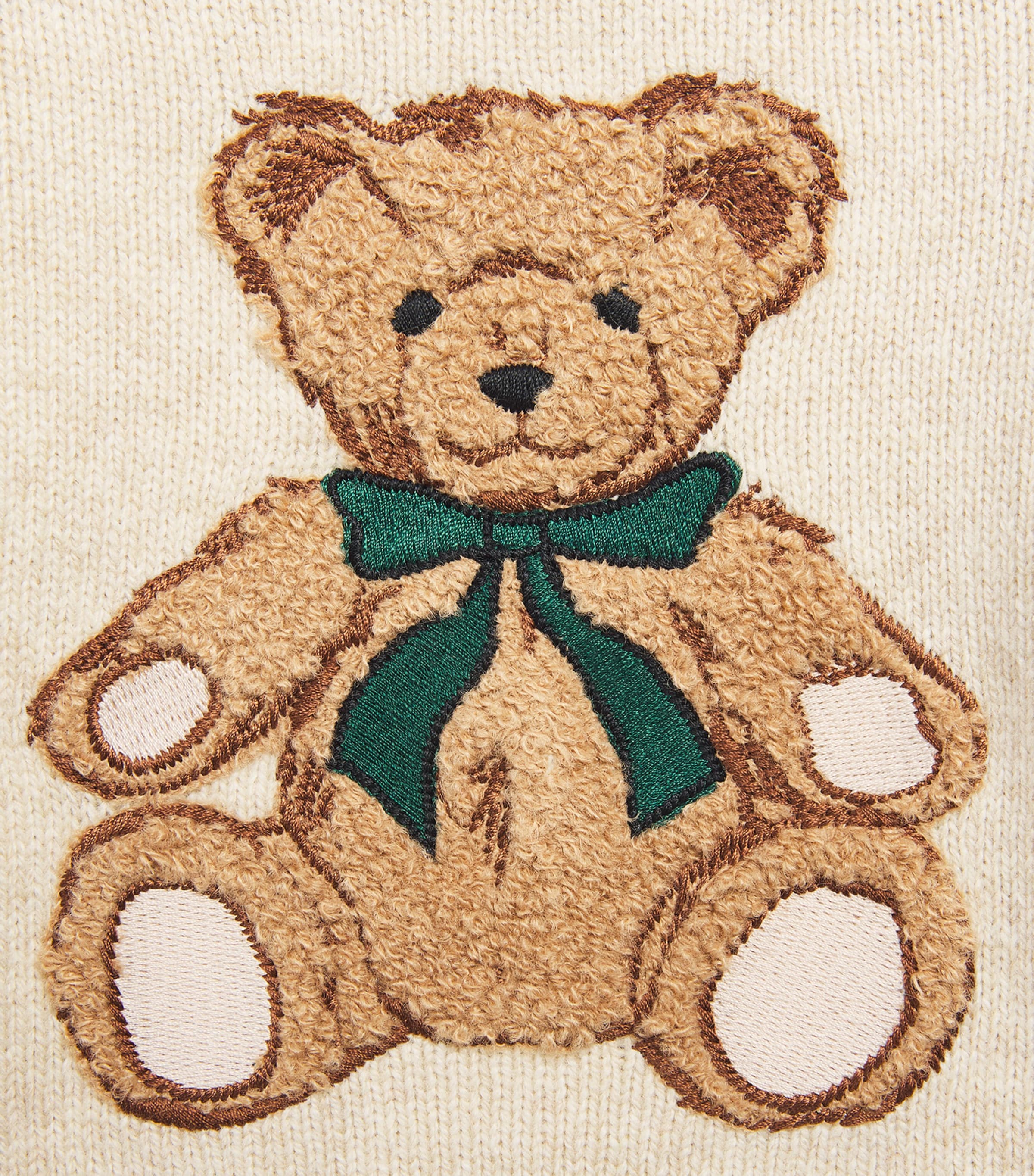Harrods Cotton Bear Sweater (0-18 Months) Oatmeal Image 3