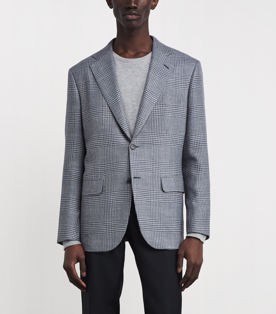 Wool-Silk Houndstooth Check Blazer 4200 Image 3