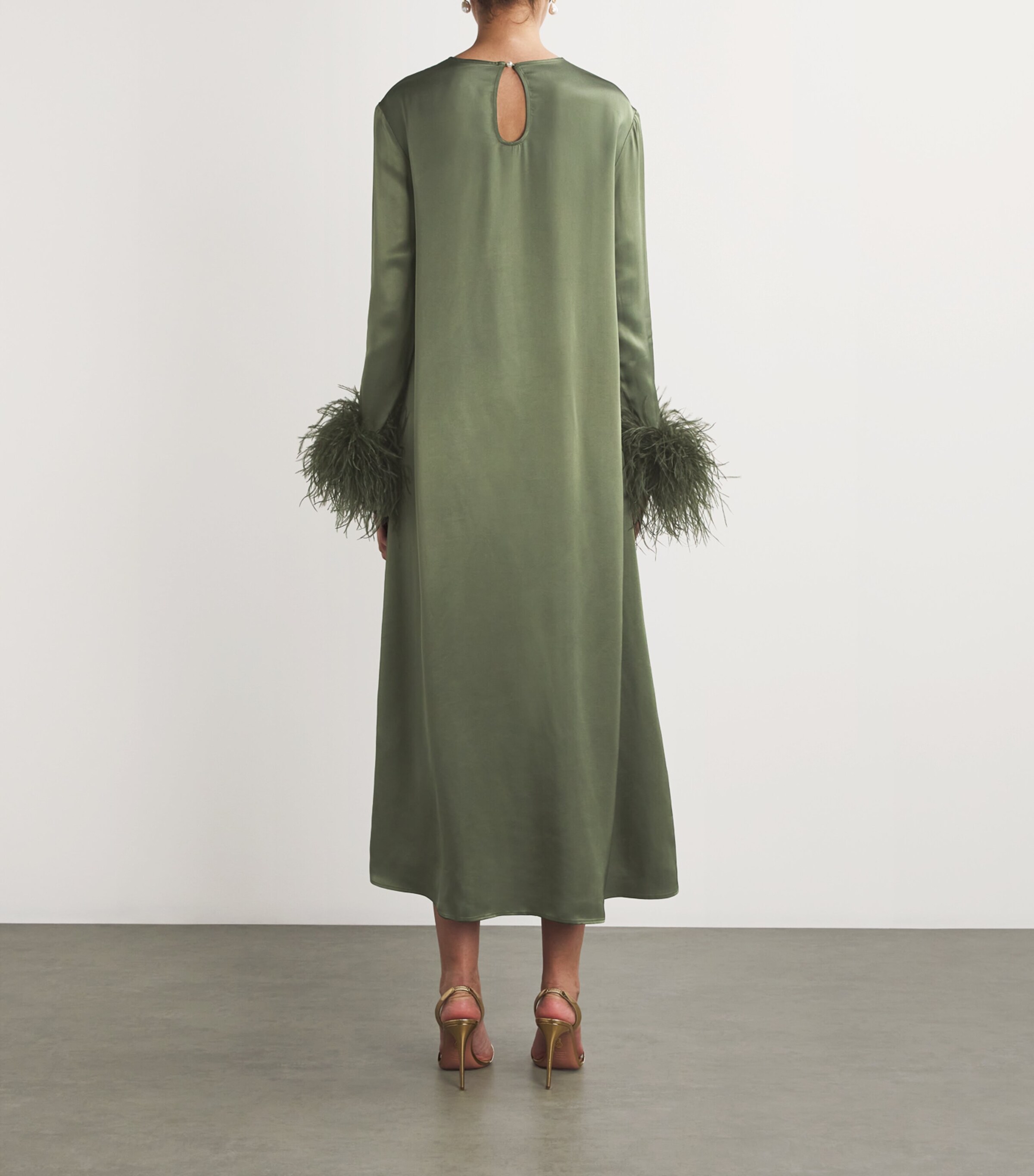 Sleeper Green Feather-Trim Suzi Maxi Dress | Harrods US