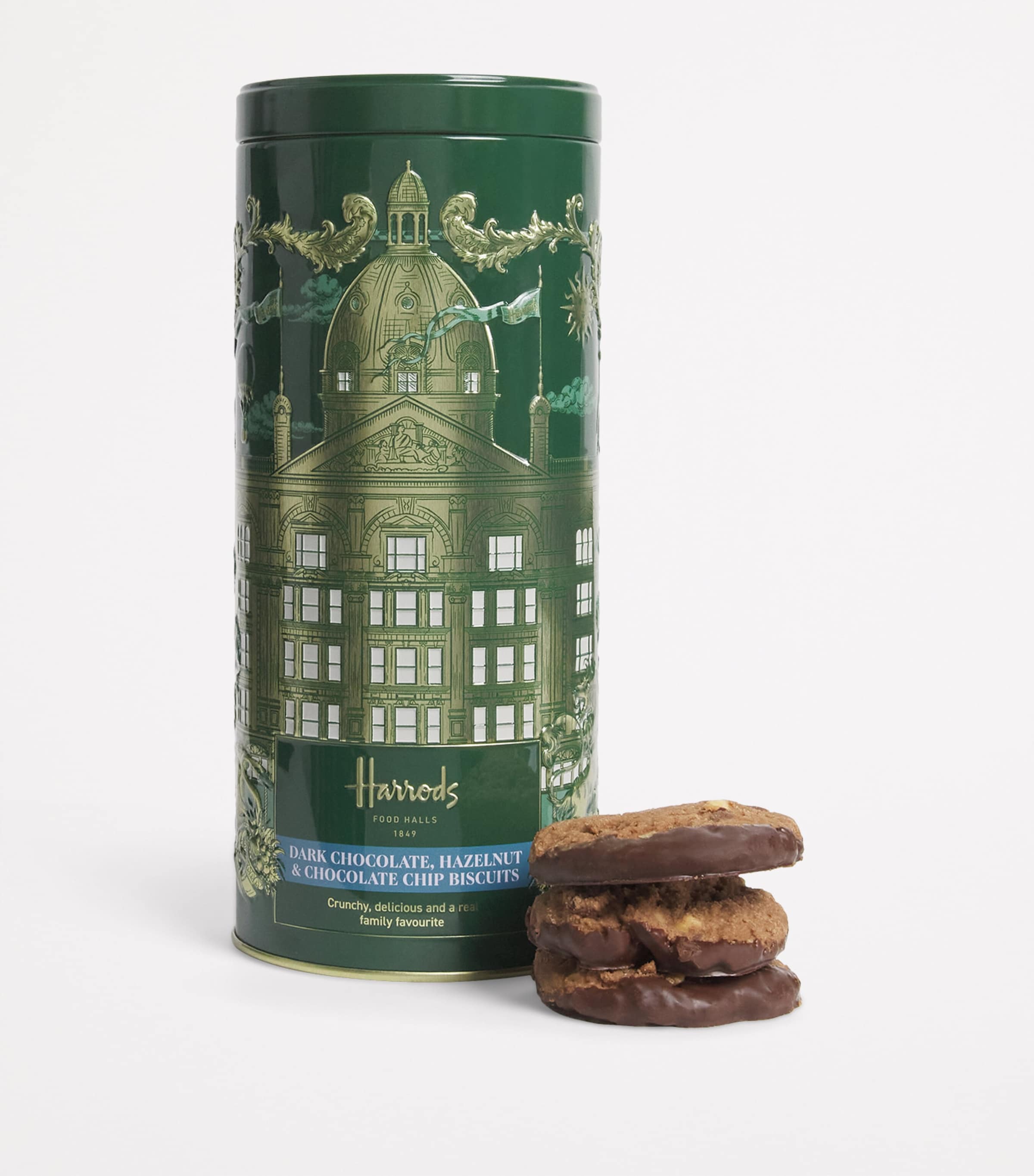 Dark Chocolate, Hazelnut & Chocolate Chip Biscuit Tin (200g) NO COLOUR Image 2