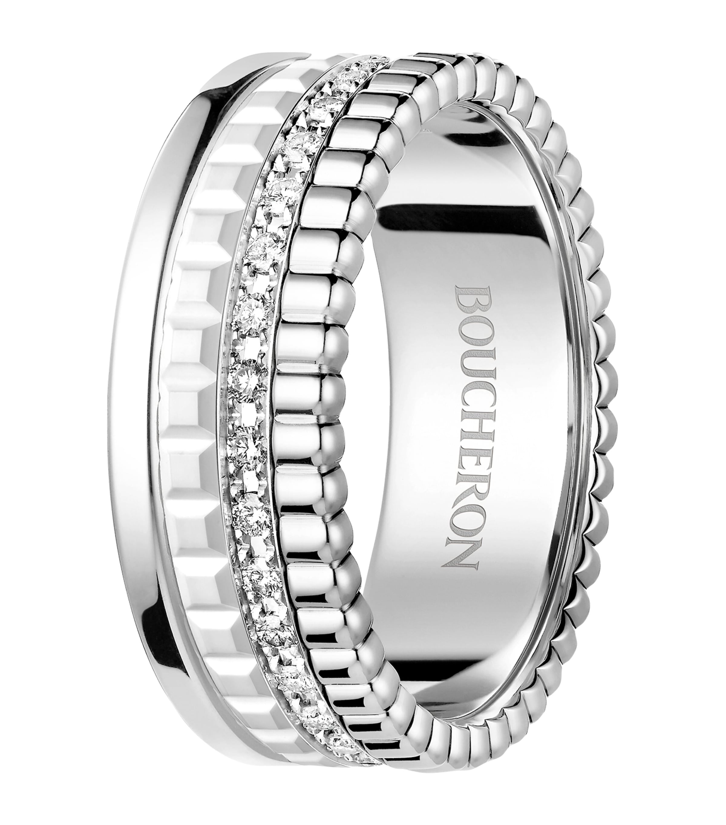 White Gold and Diamond Quatre Double White Edition Ring WHITE GOLD Image 2