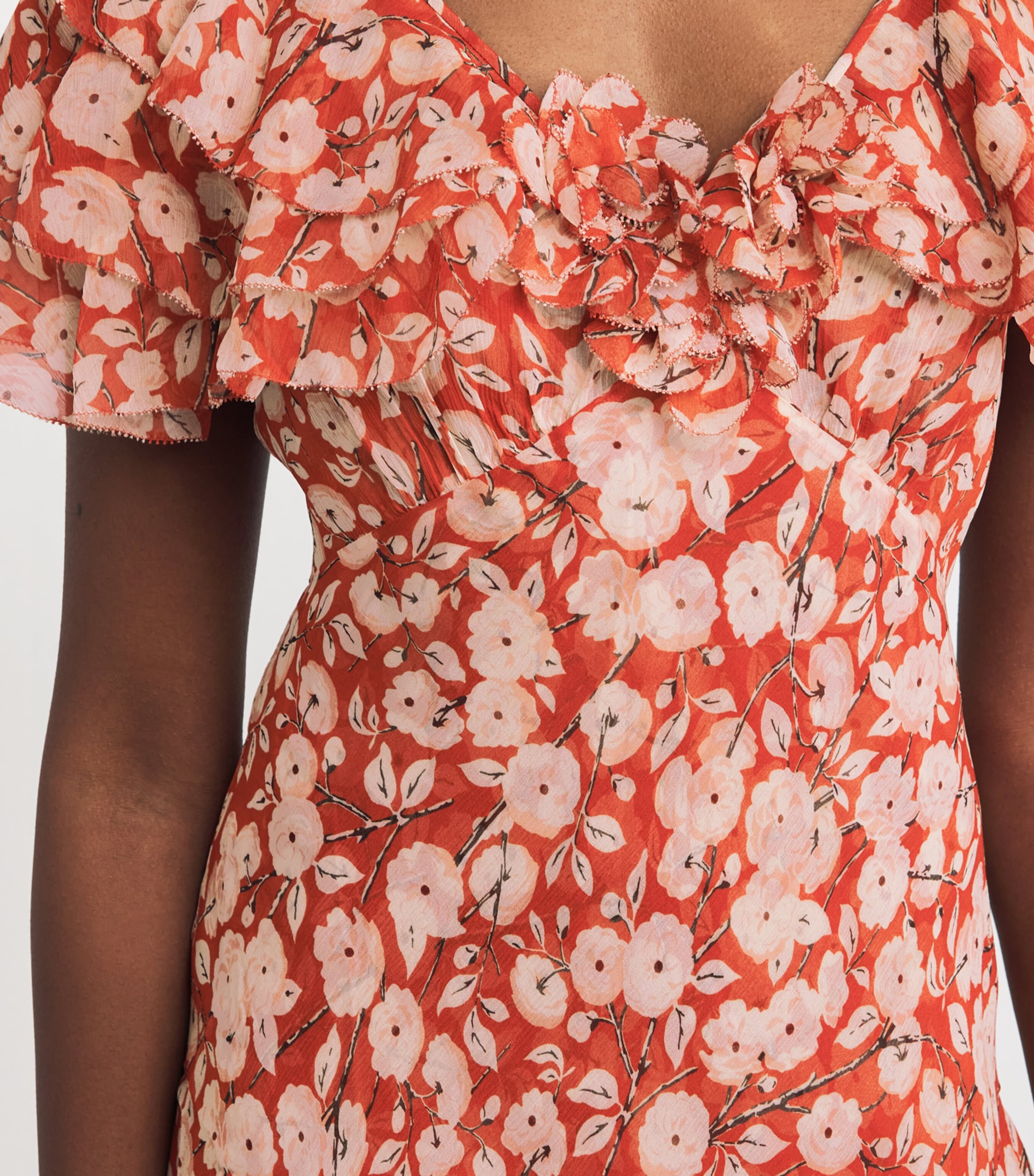 DÔEN Womens Silk Ruffled Alcida Mini Dress Ambridge Rose Image 6