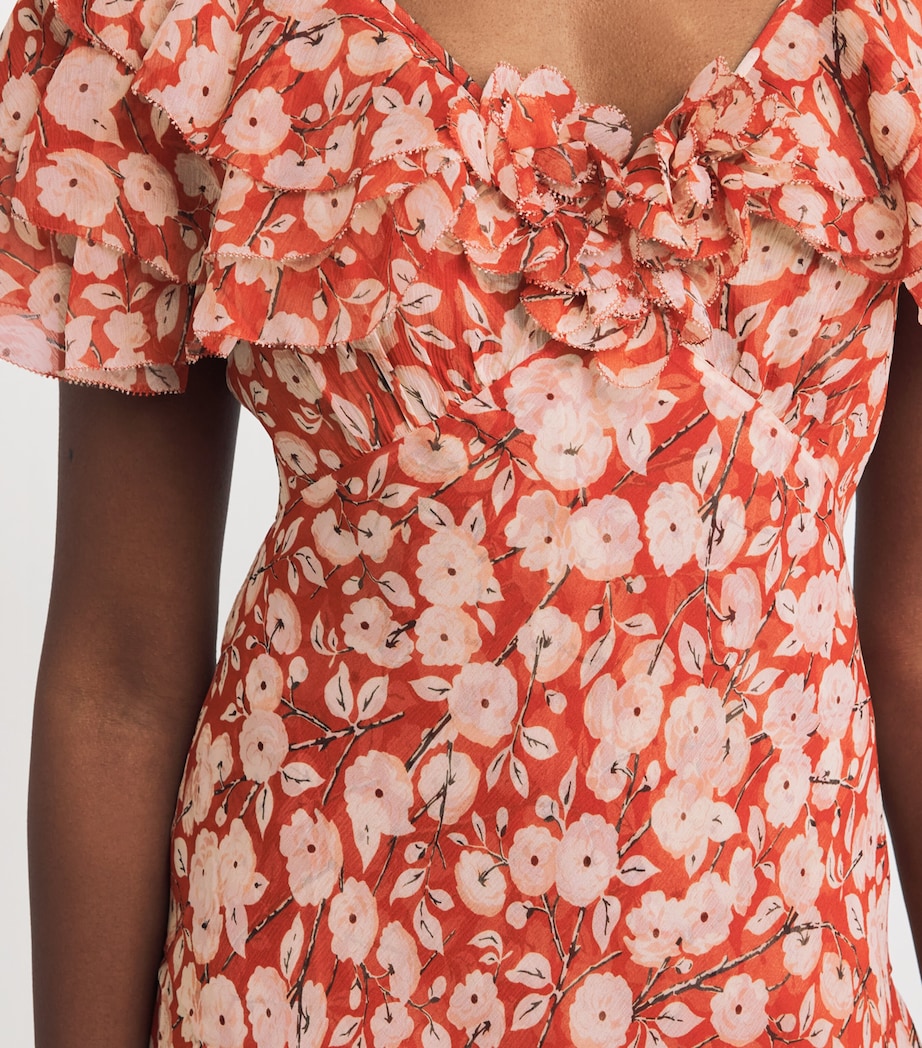DÔEN Womens Silk Ruffled Alcida Mini Dress Ambridge Rose Image 6