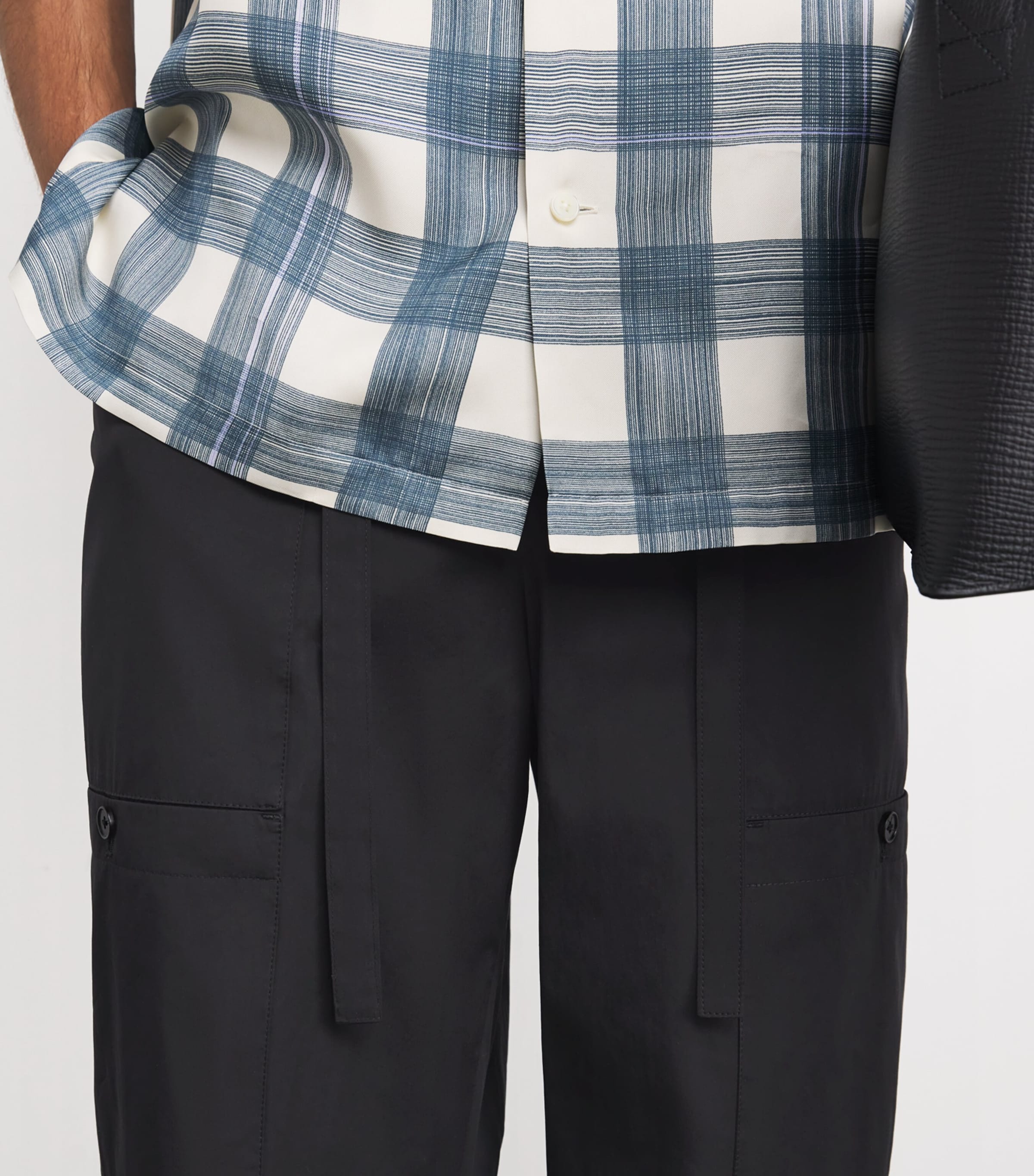 Cotton Cargo Trousers 001 BLACK Image 6