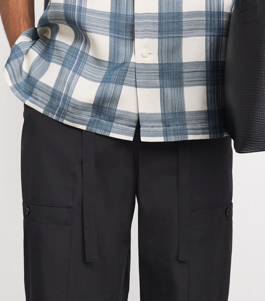 Cotton Cargo Trousers 001 BLACK Image 6