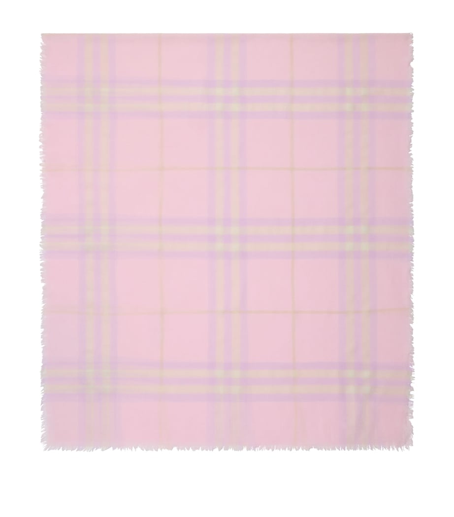 Wool Wide Check Scarf FONDANT PINK Image 1