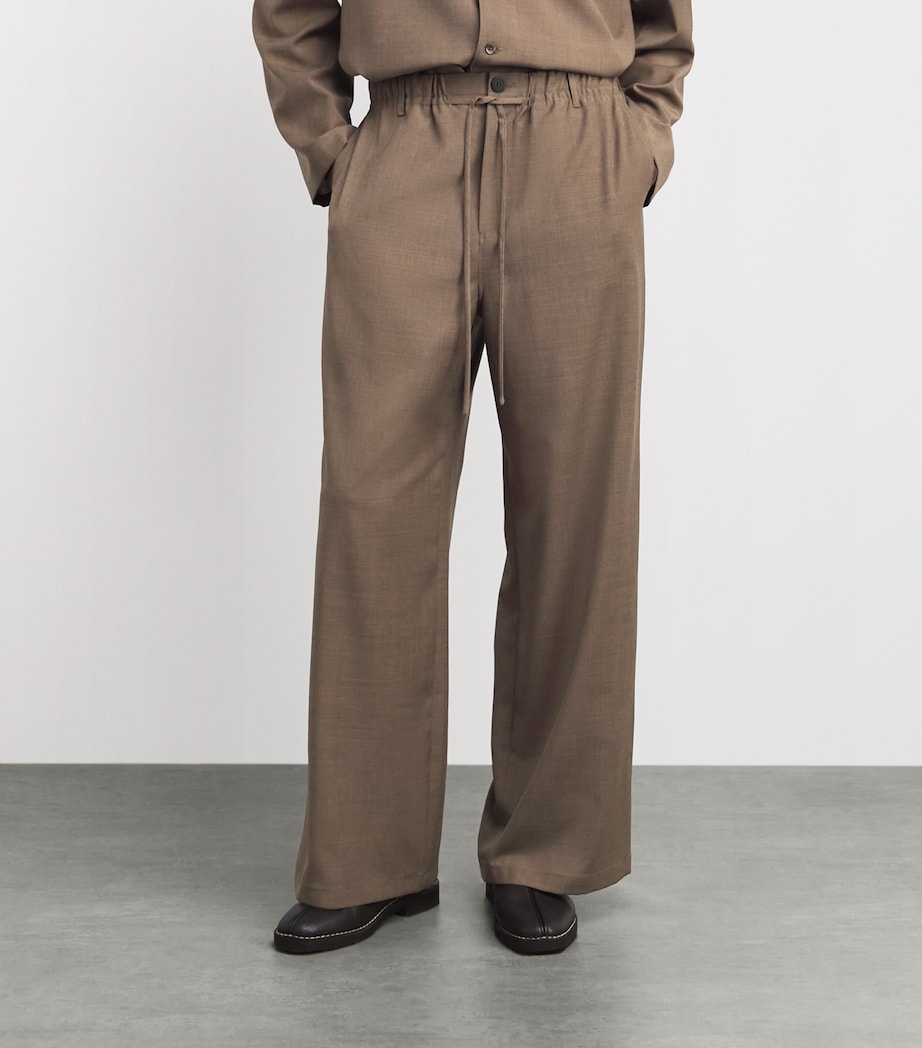 Le 17 Septembre Mens Drawstring Wide-Leg Trousers Brown Image 3