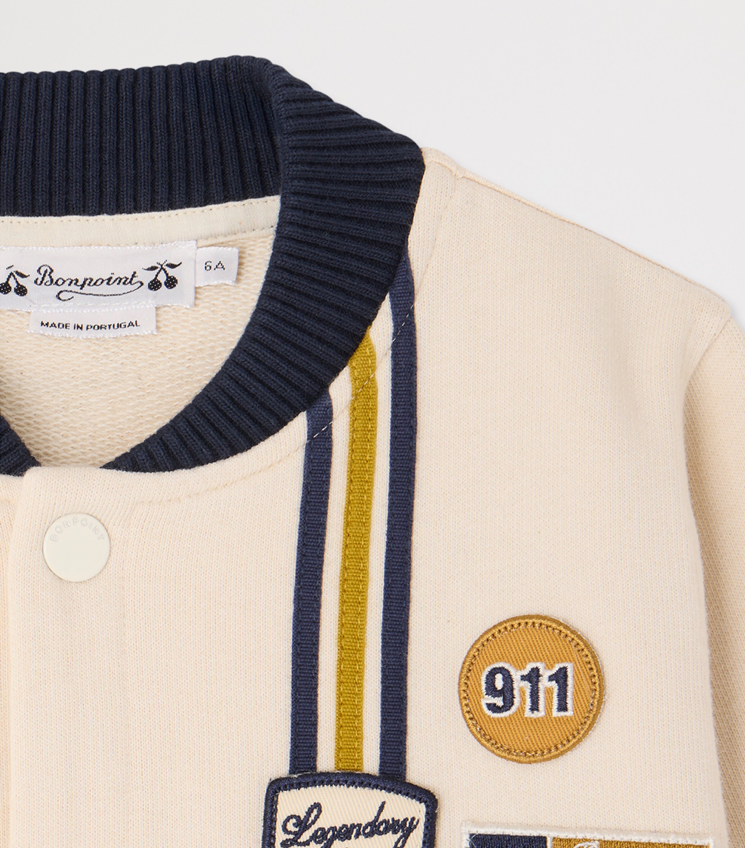 Bonpoint x Porsche Cotton Varsity Jacket (10-14 Years) Upb Ivoire Image 3