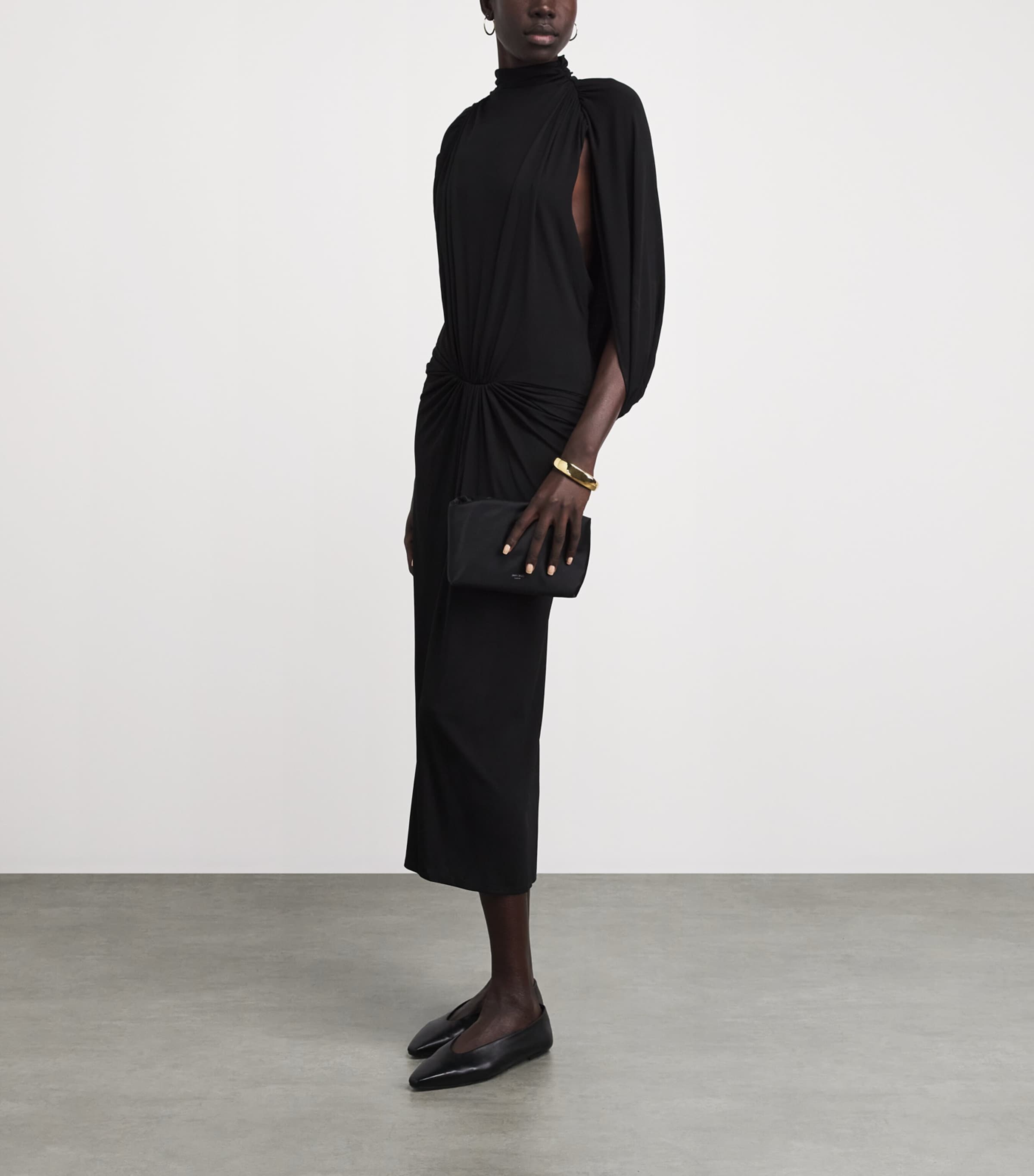 ESSE Studios Womens Cape-Detail Solina Maxi Dress Black Image 2