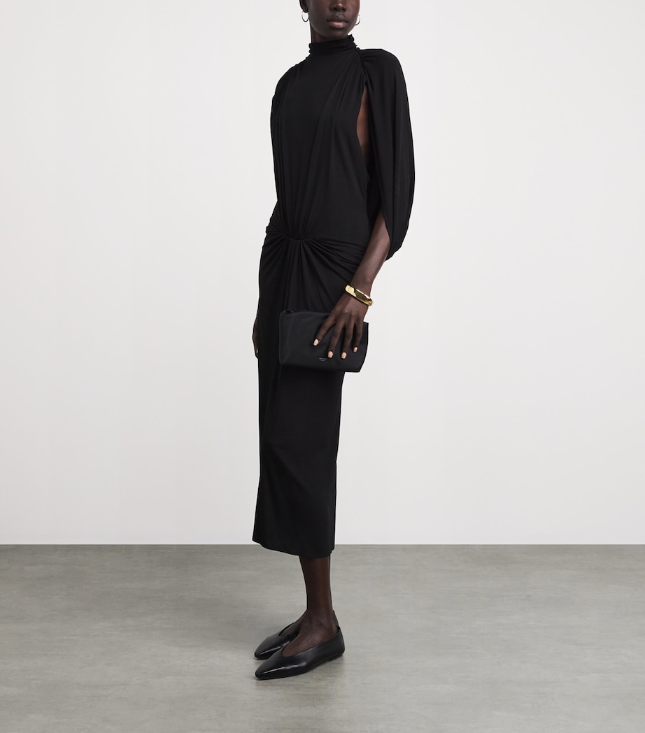 ESSE Studios Womens Cape-Detail Solina Maxi Dress Black Image 2