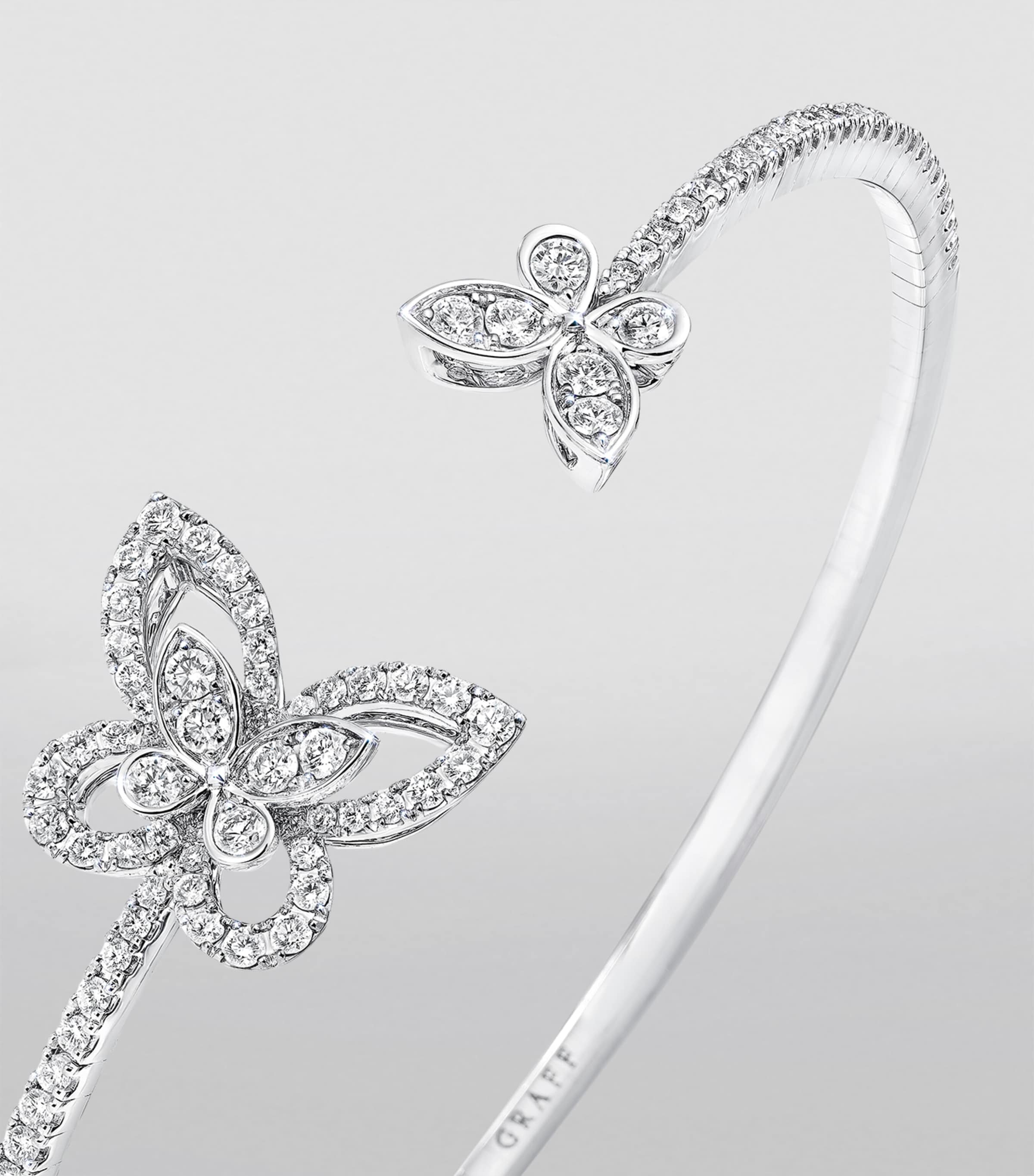 White Gold and Diamond Butterfly Bangle WHITE GOLD Image 4